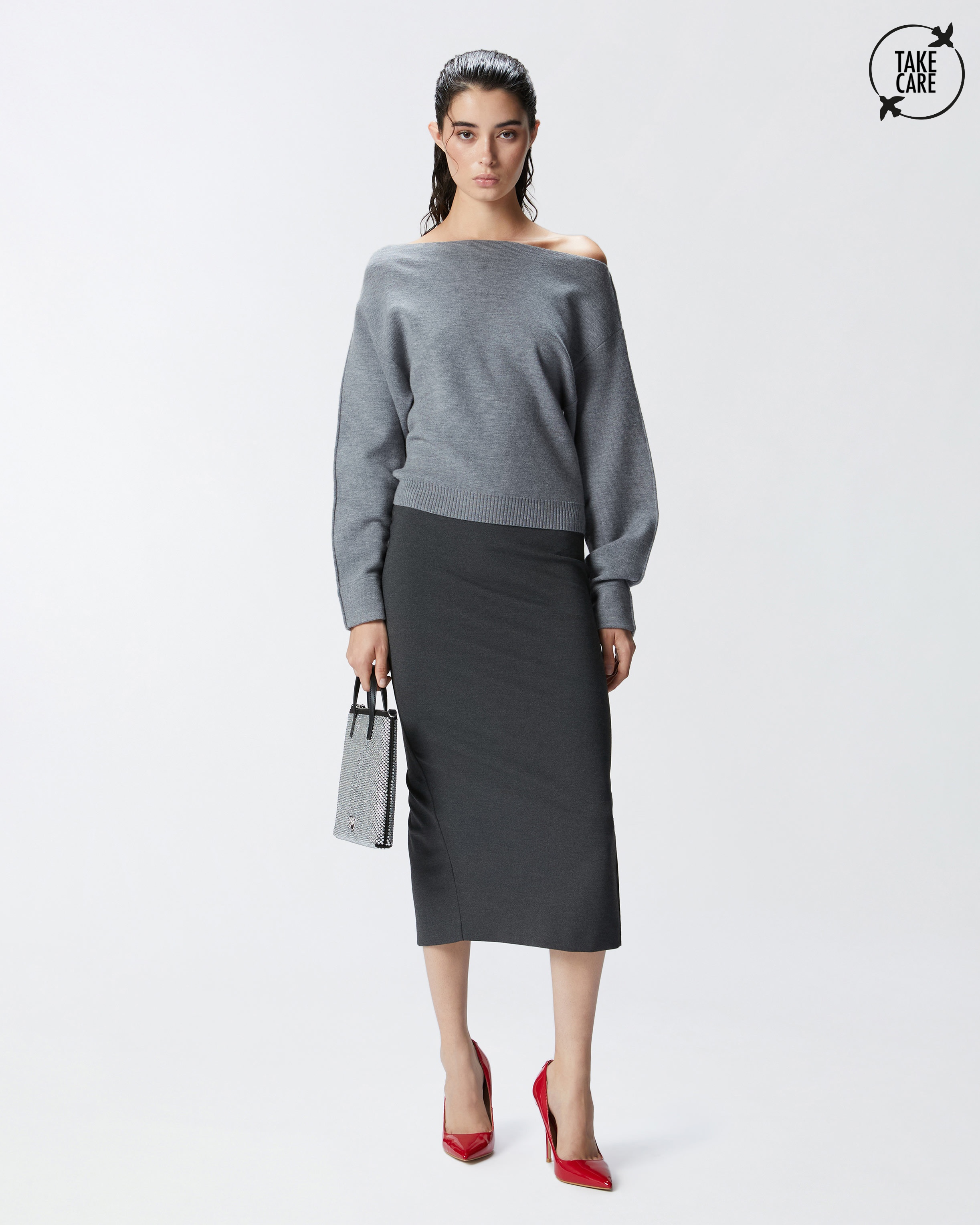 LONG PENCIL SKIRT WITH SLIT - 2