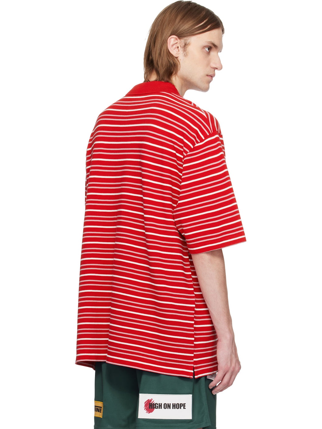 Red Oversized Panelled Polo - 3