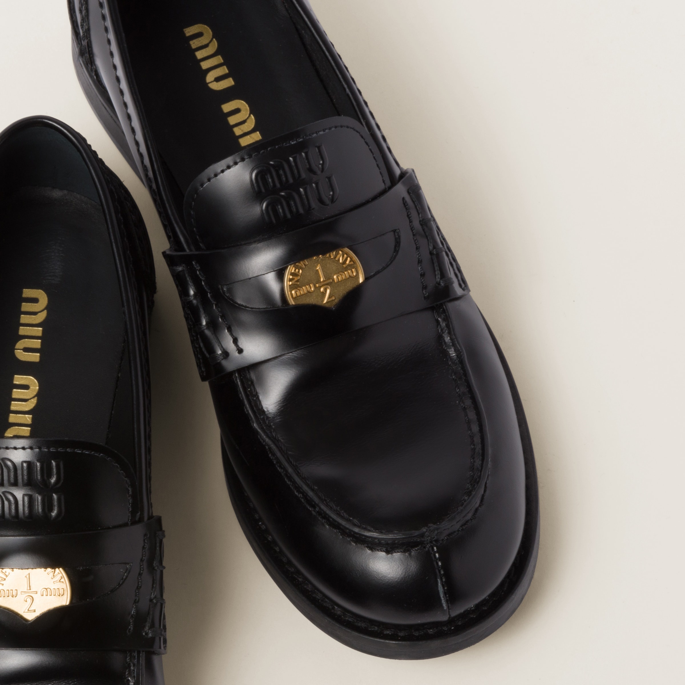 Brushed leather loafers - 4