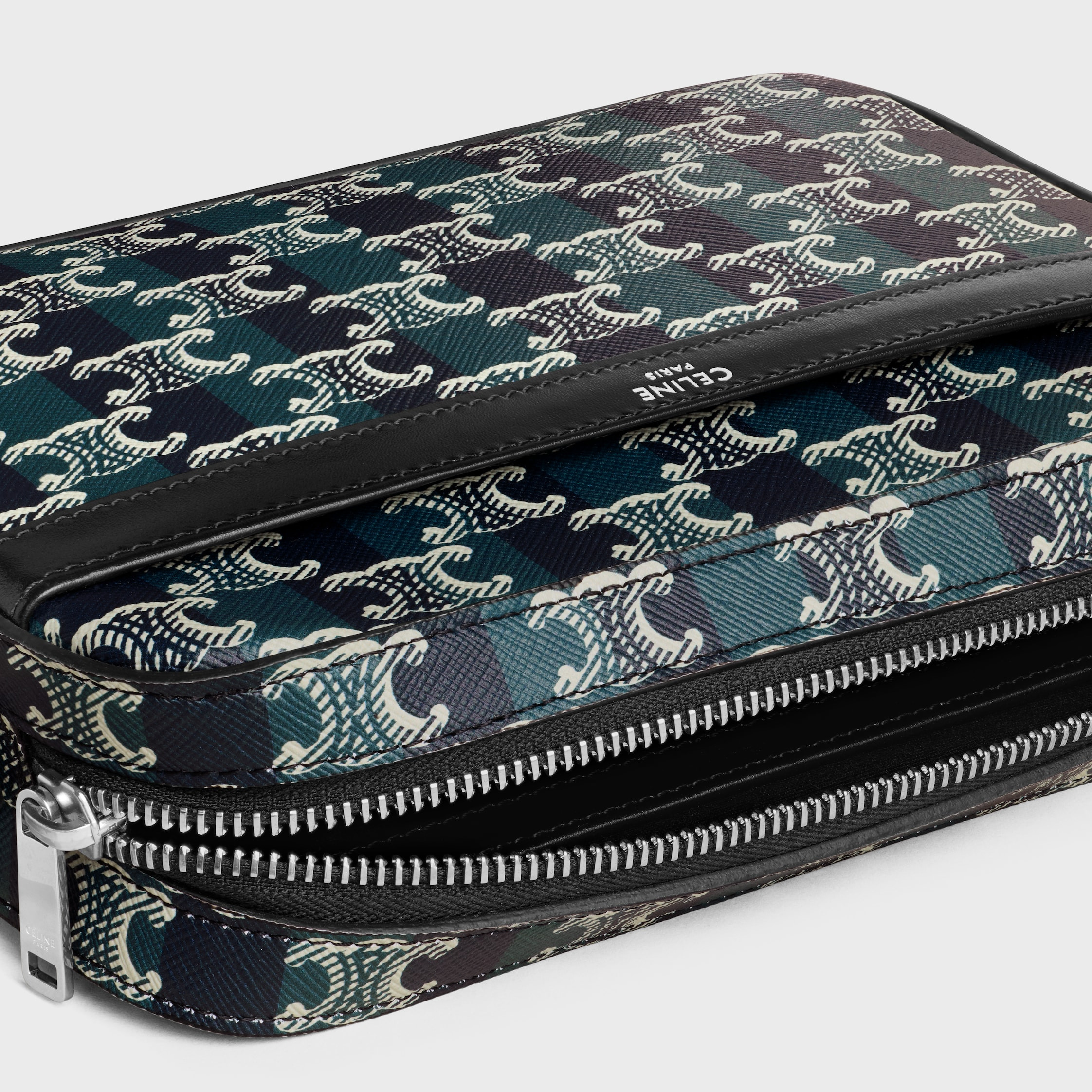 SMALL MESSENGER BAG IN STRIPED TRIOMPHE CANVAS AND CALFSKIN - 4