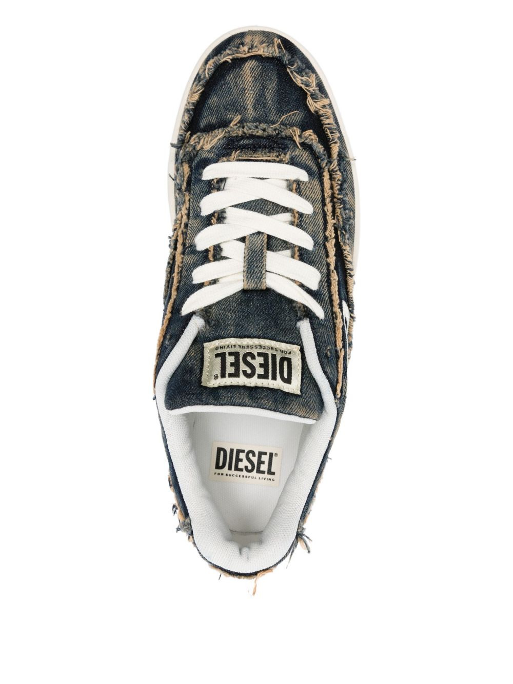 frayed denim sneakers - 4