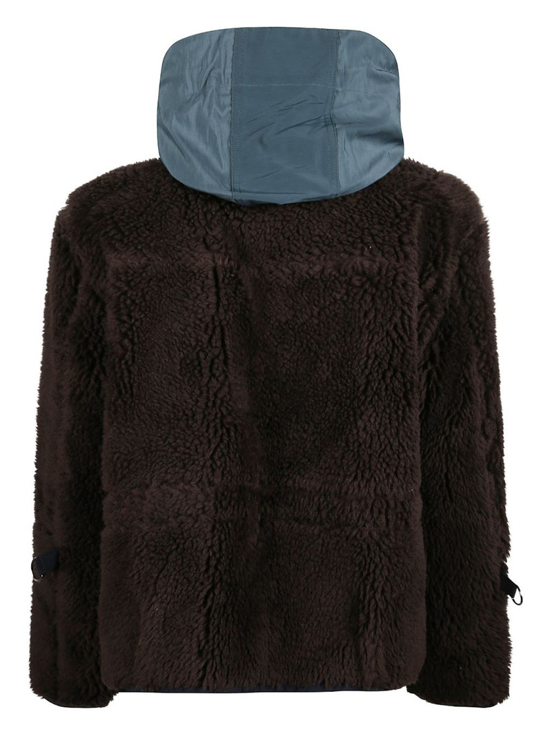 sacai high-collar hooded wool jacket outlook