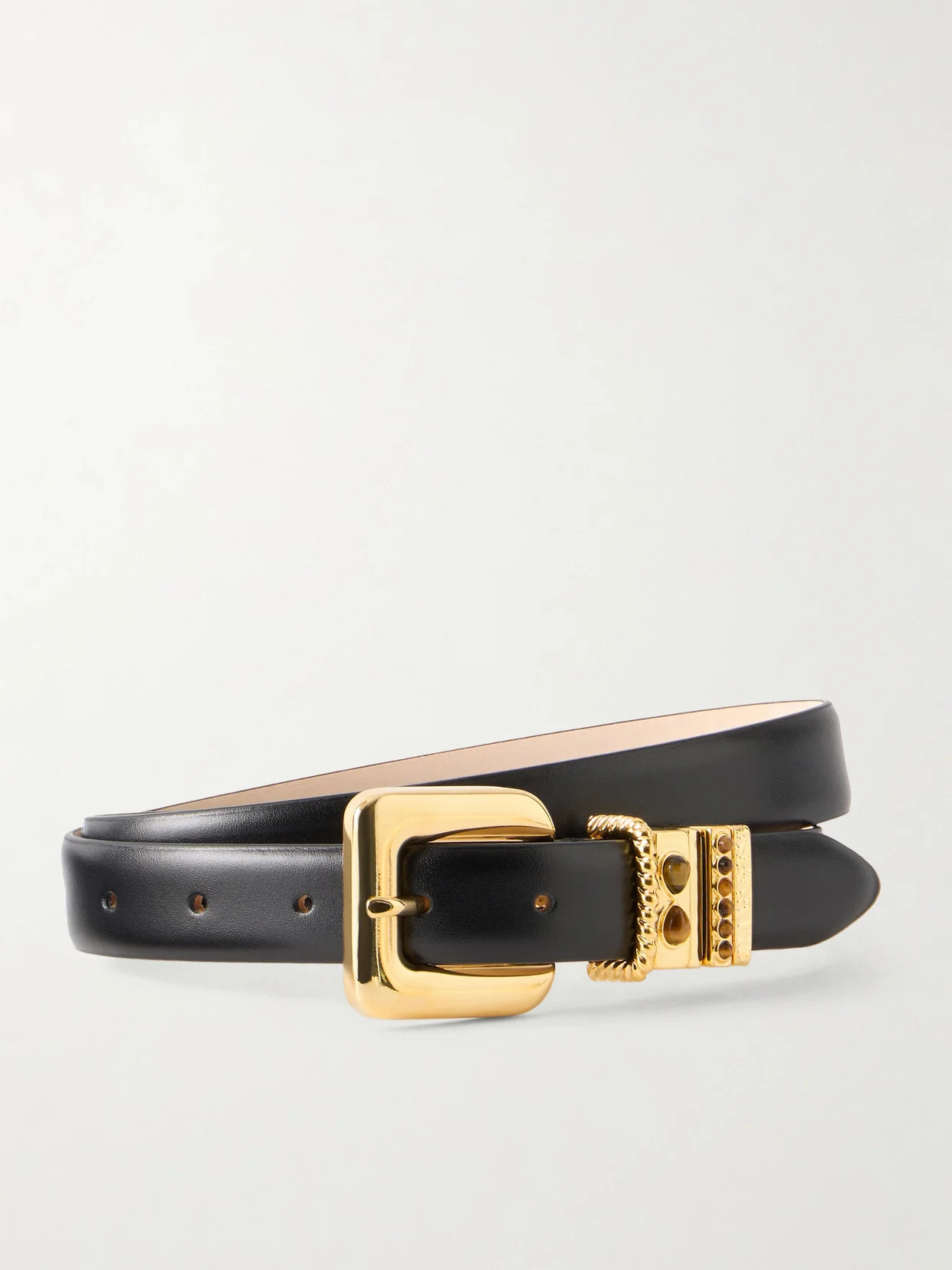 Mara Stone Tiger's Eye-embellished Leather Belt - 1