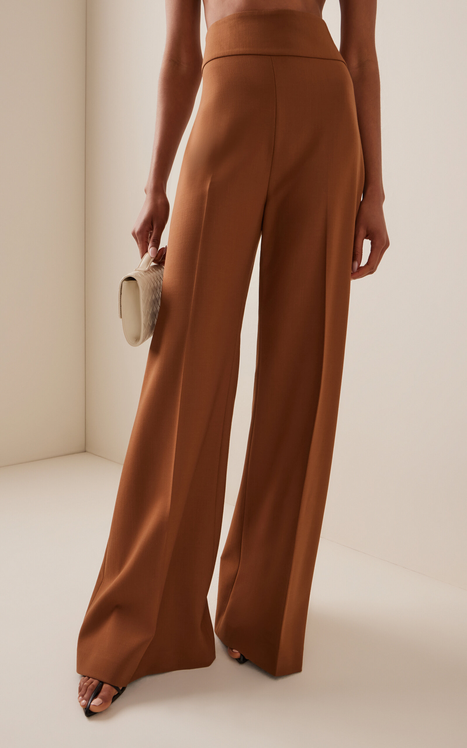 Diane High-Rise Wool Wide-Leg Pants brown - 3