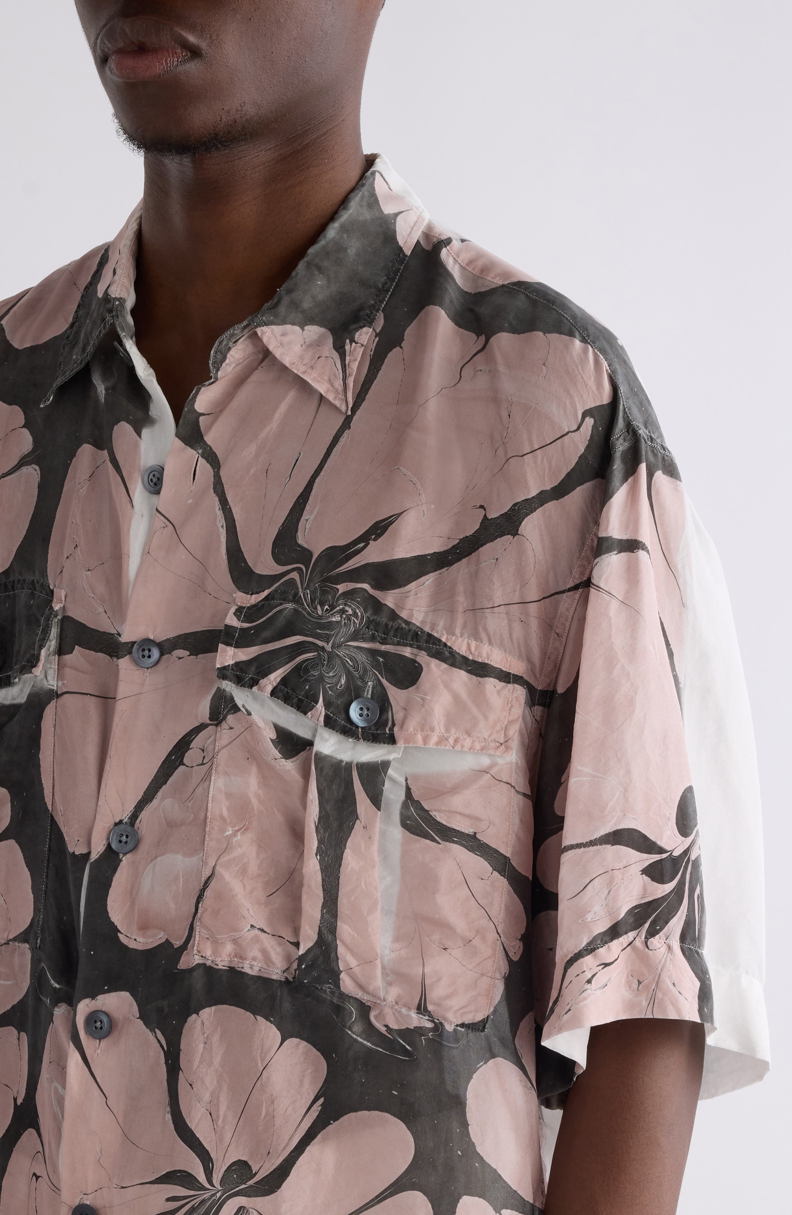 Dries Van Noten Cass Floral Silk Button-Up Shirt in Dessin A at Nordstrom - 5