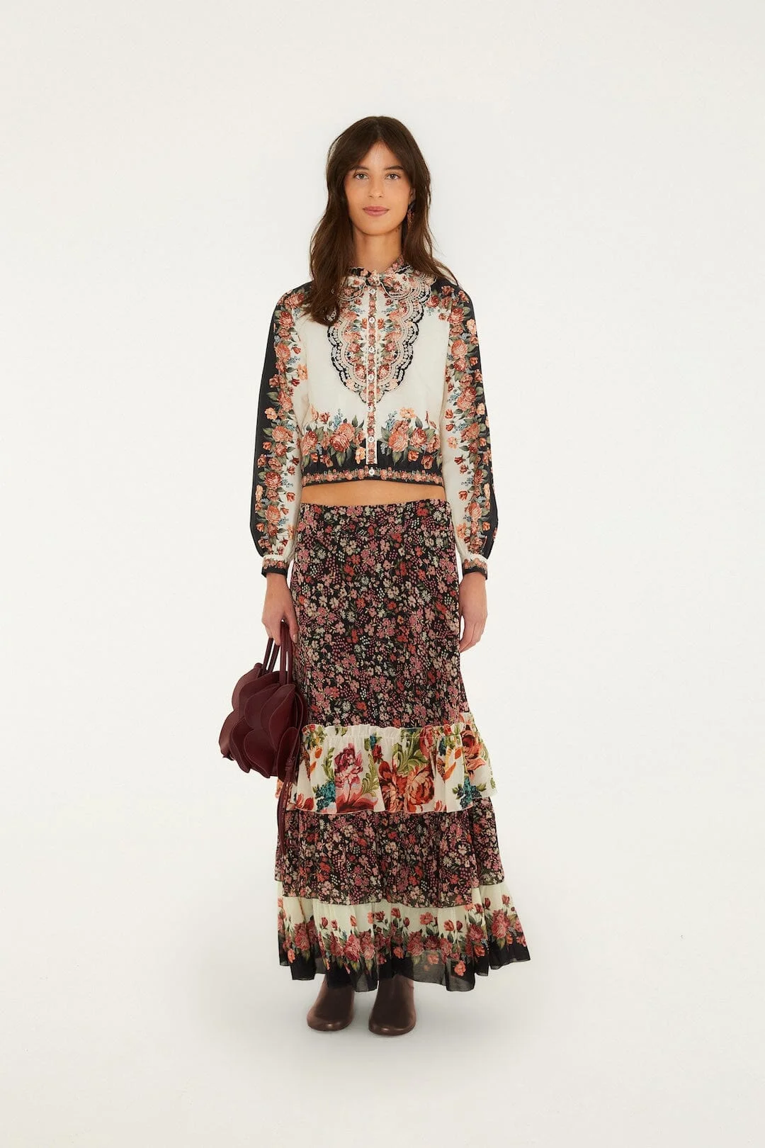 Tiny Garden Mixed Prints Maxi Skirt - 1