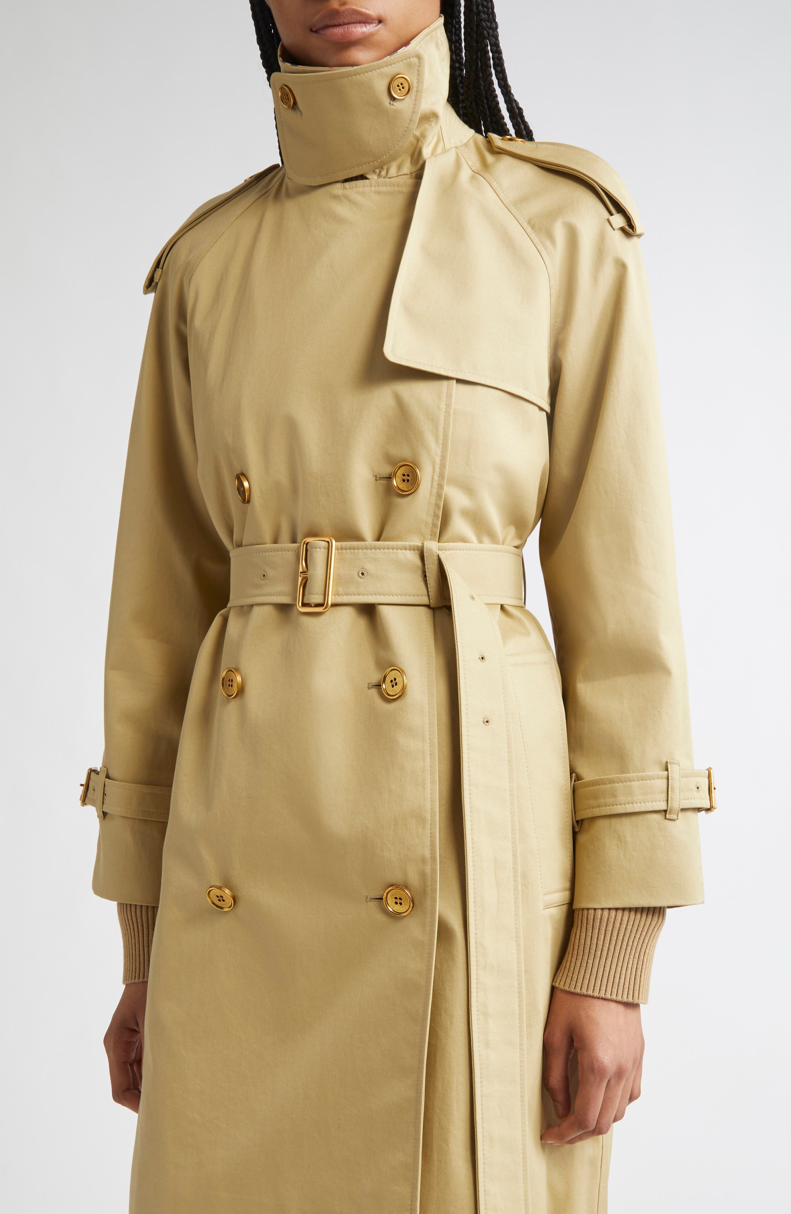 burberry Castleford Check Collar Shower Resistant Cotton Gabardine Short Trench Coat in Hamper at No - 4