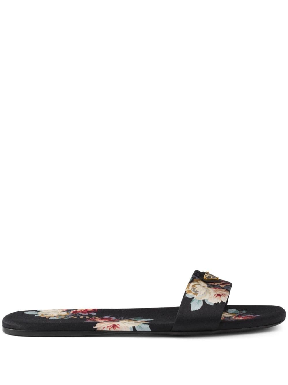 floral-print satin slides - 1