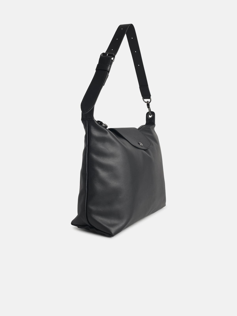 Longchamp 'M LE PLIAGE XTRA' BLACK LEATHER HOBO BAG outlook