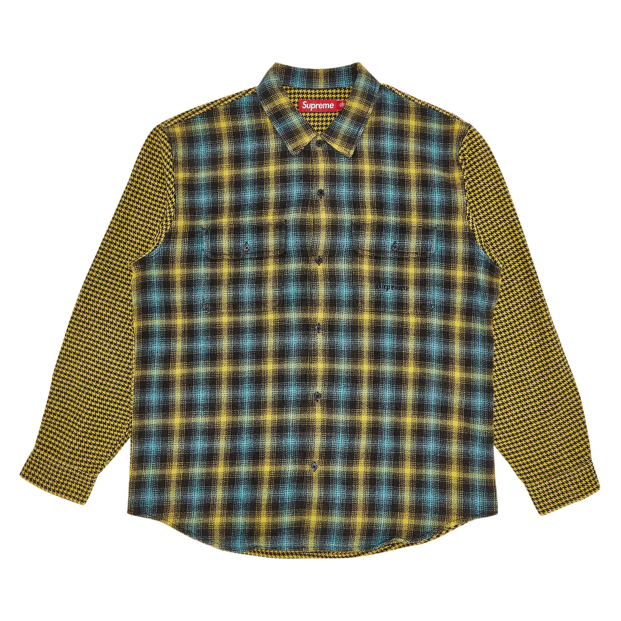 Supreme Houndstooth Plaid Flannel Shirt 'Yellow' - 1