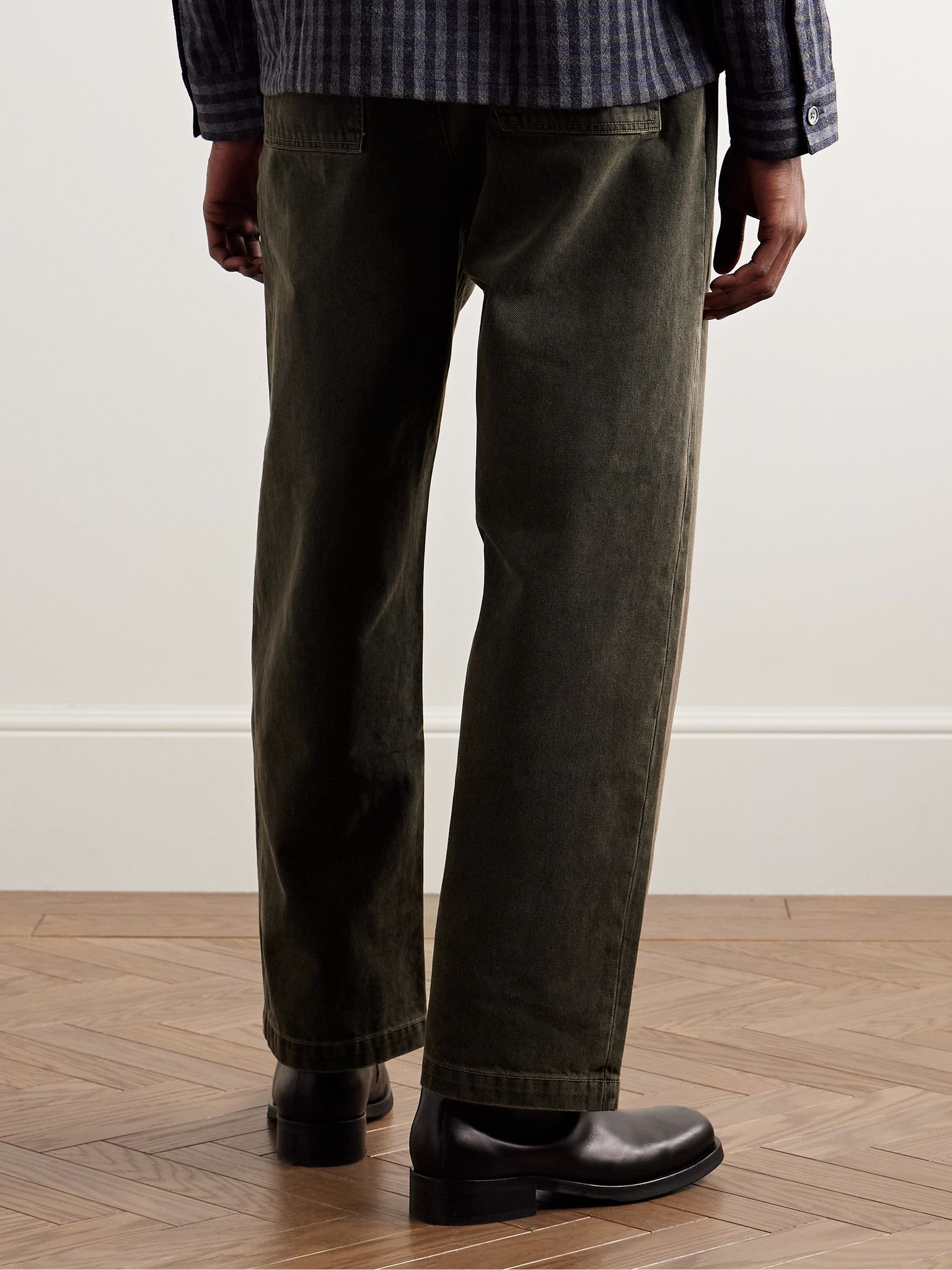 Slater Straight-Leg Pleated Jeans Brown - 4