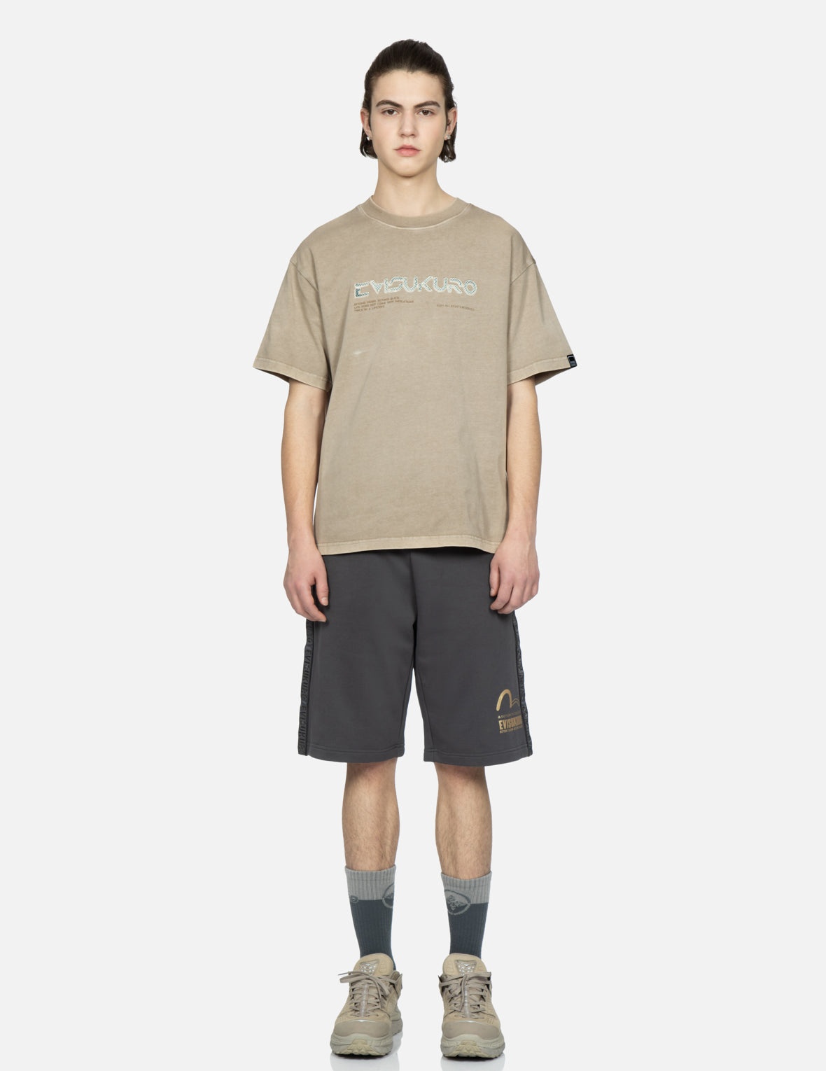 Metallic Stud Textured Logo Print T-shirt - 5