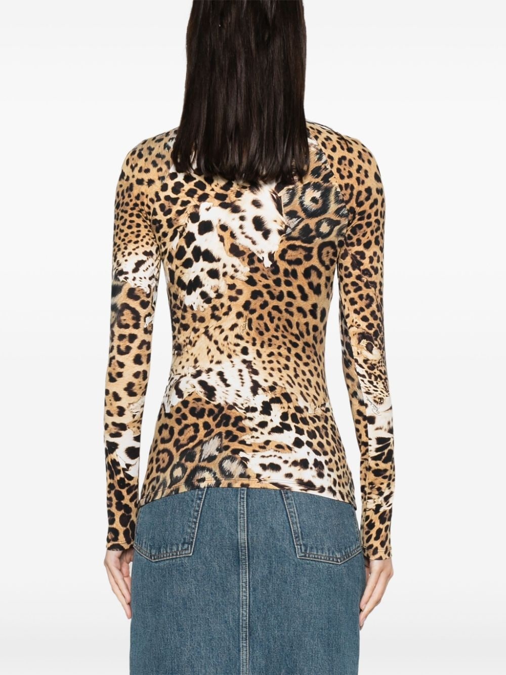 Jaguar Skin-print cut-out blouse - 4