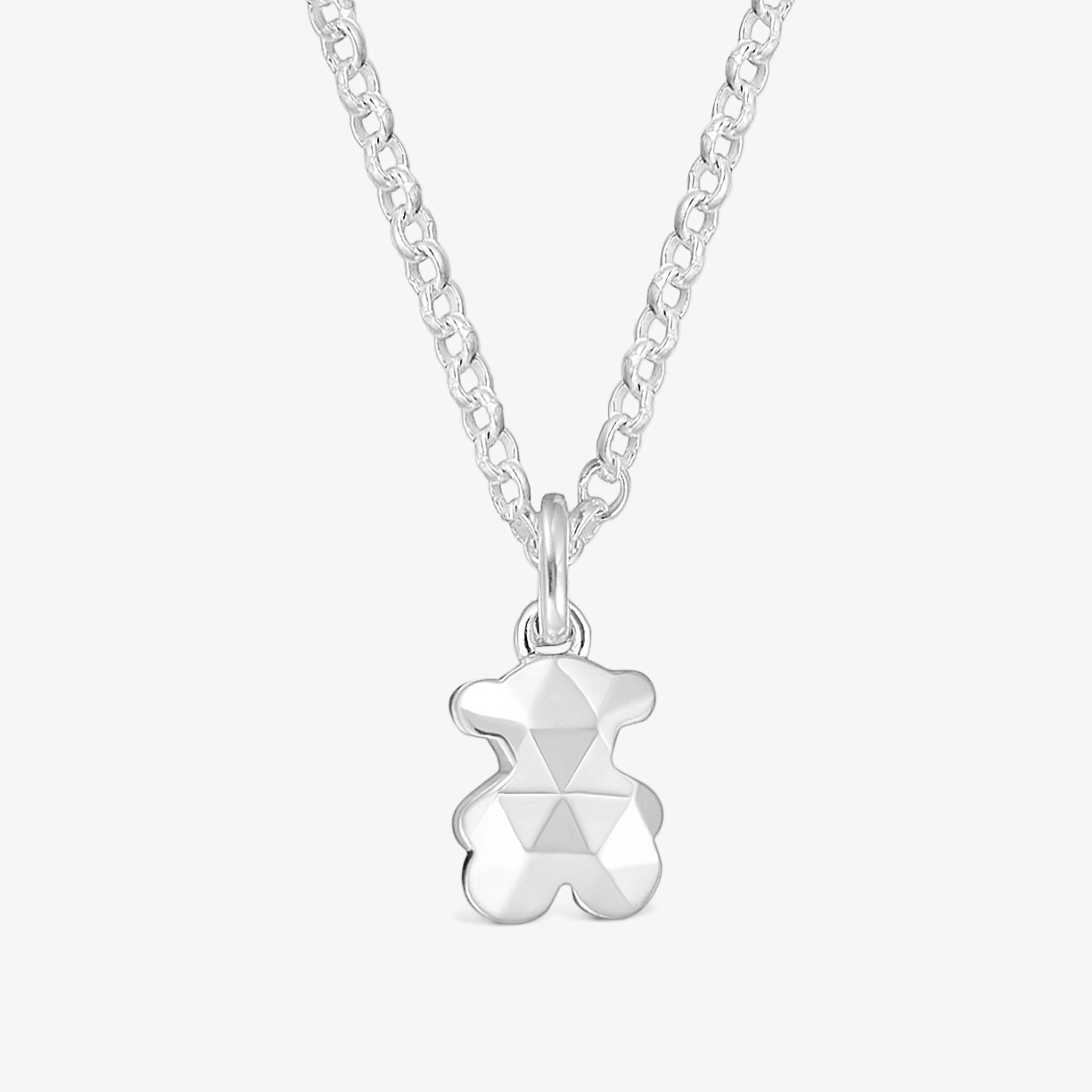 Short silver Necklace with bear Icon Metal - 1