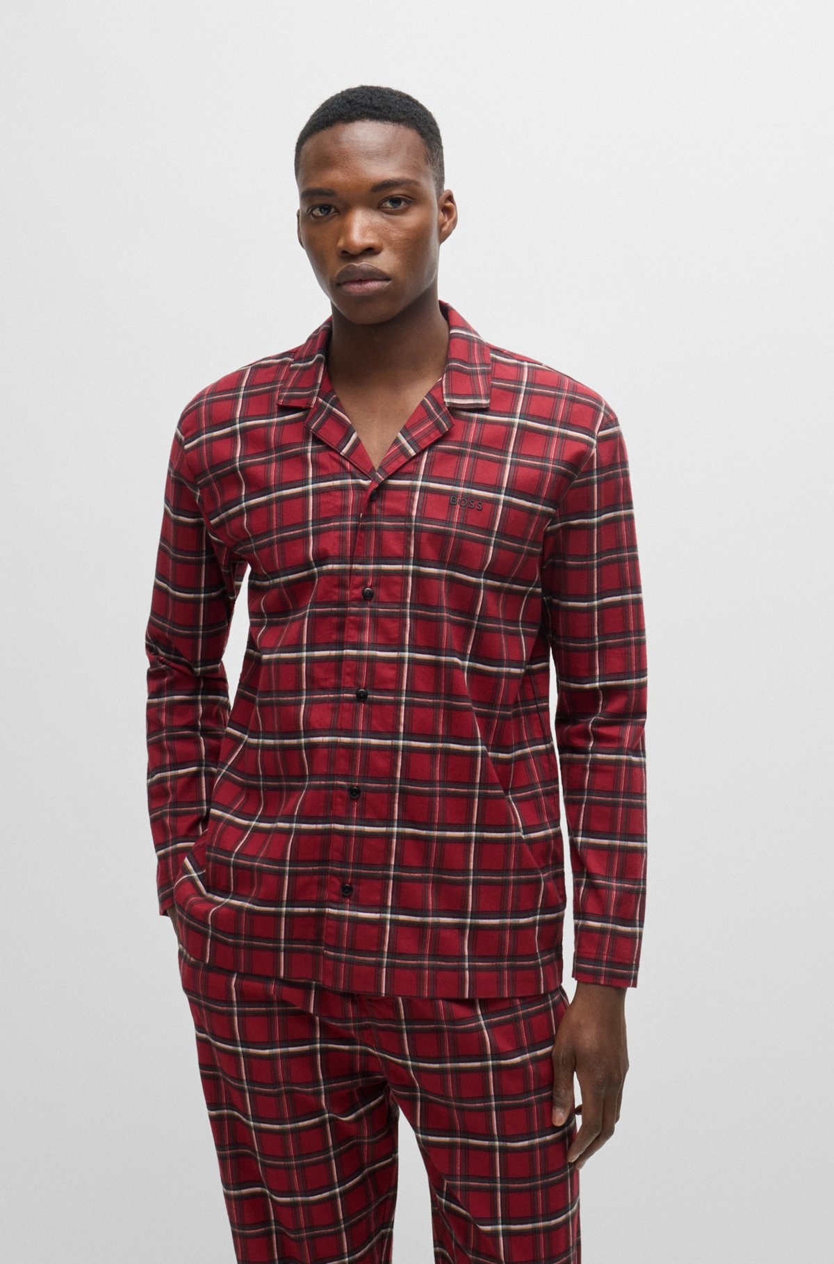 STRETCH-COTTON REGULAR-FIT PAJAMAS WITH FESTIVE CHECK - 1
