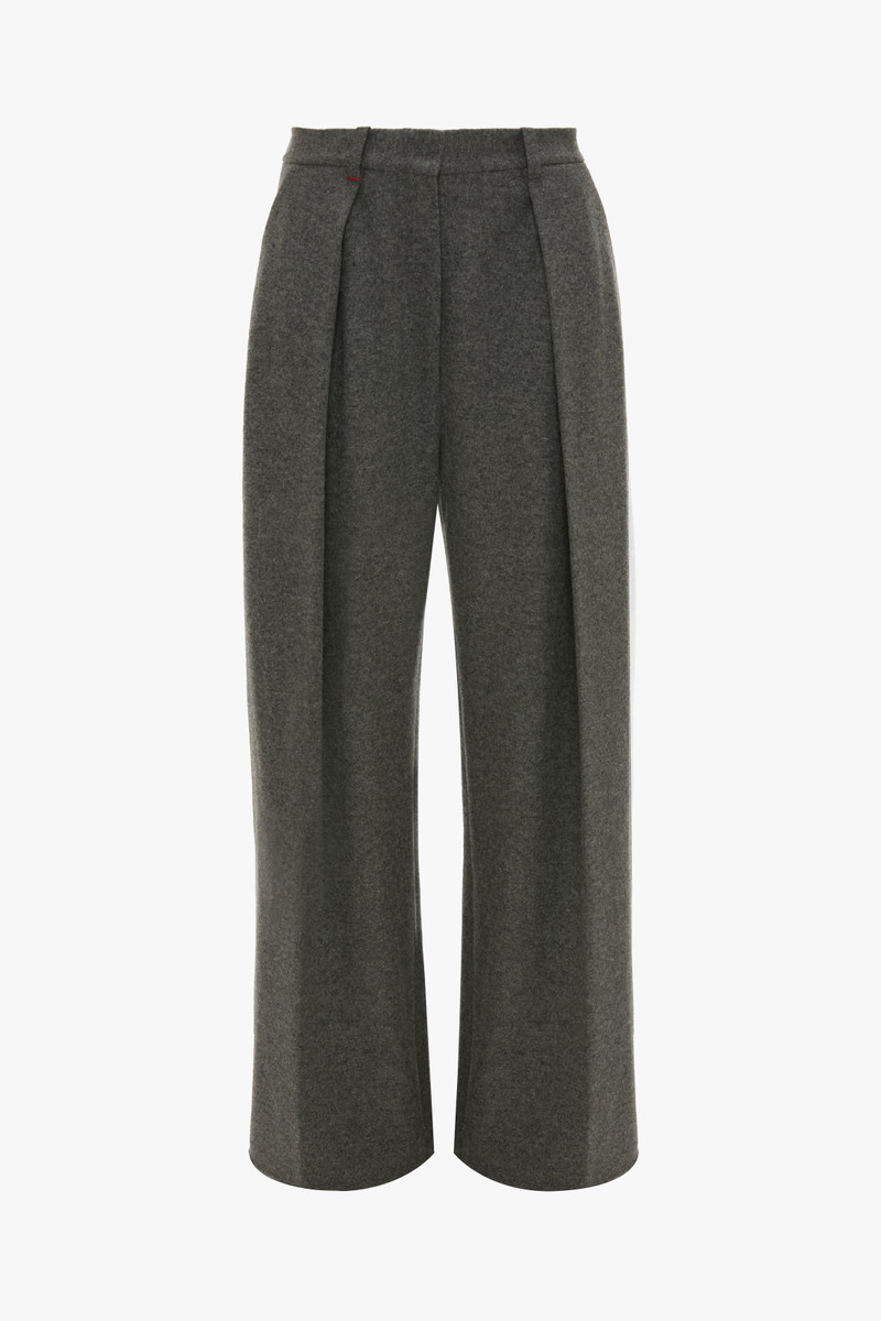 Wide Leg Trouser In Grey Melange 1