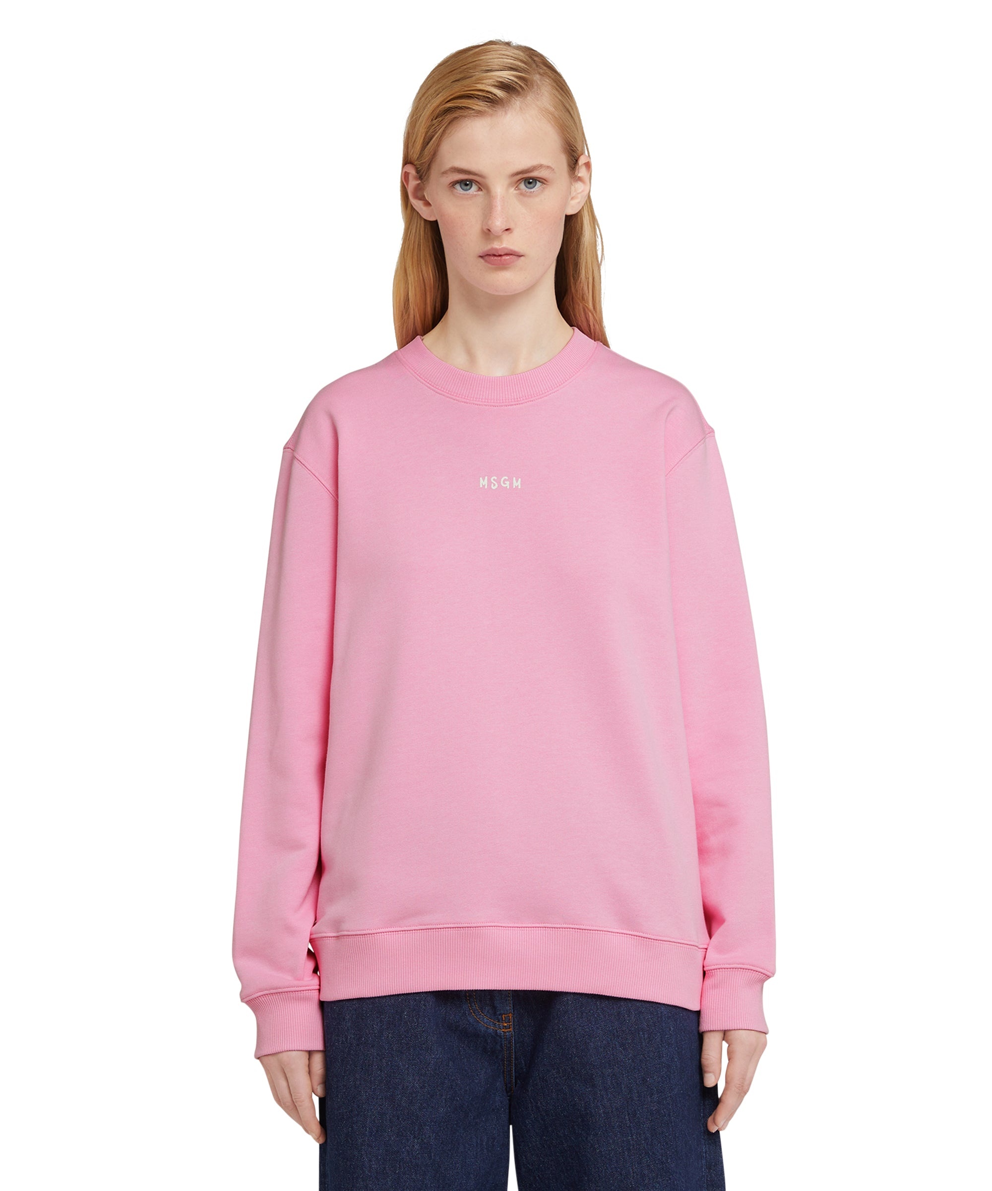 Crew neck cotton sweatshirt with micro logo - 2