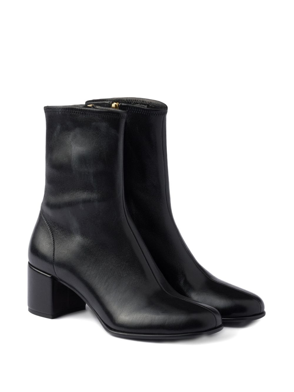 55mm leather zip-fastening block-heel boots - 2