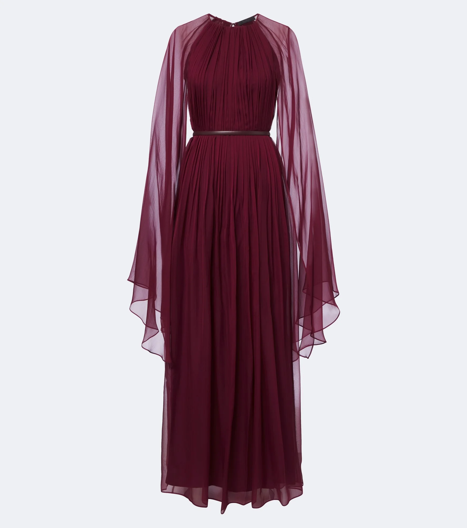 Elegante belted silk chiffon gown - 1