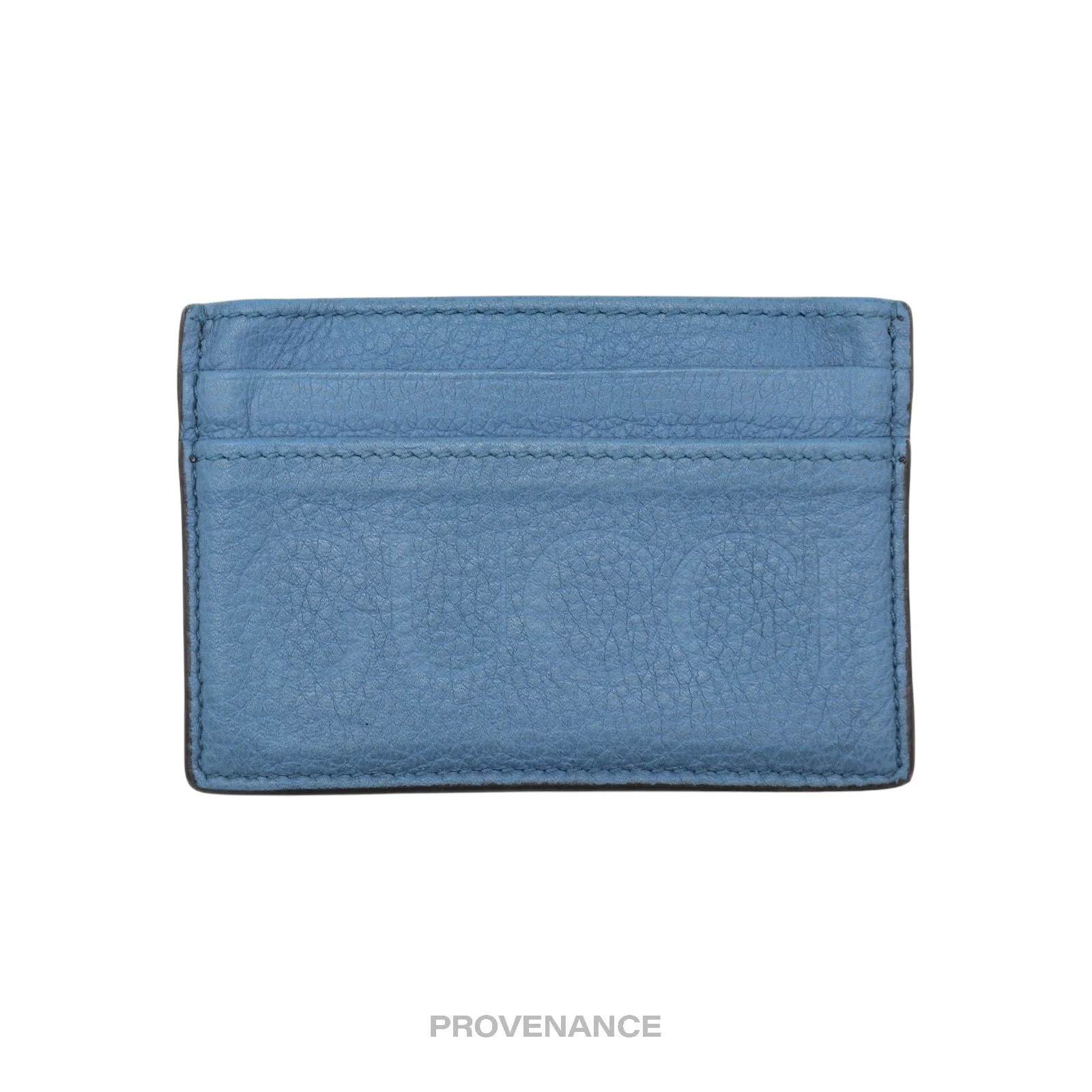 Gucci Large Logo Card Holder Wallet - Powder Blue Leather - 1