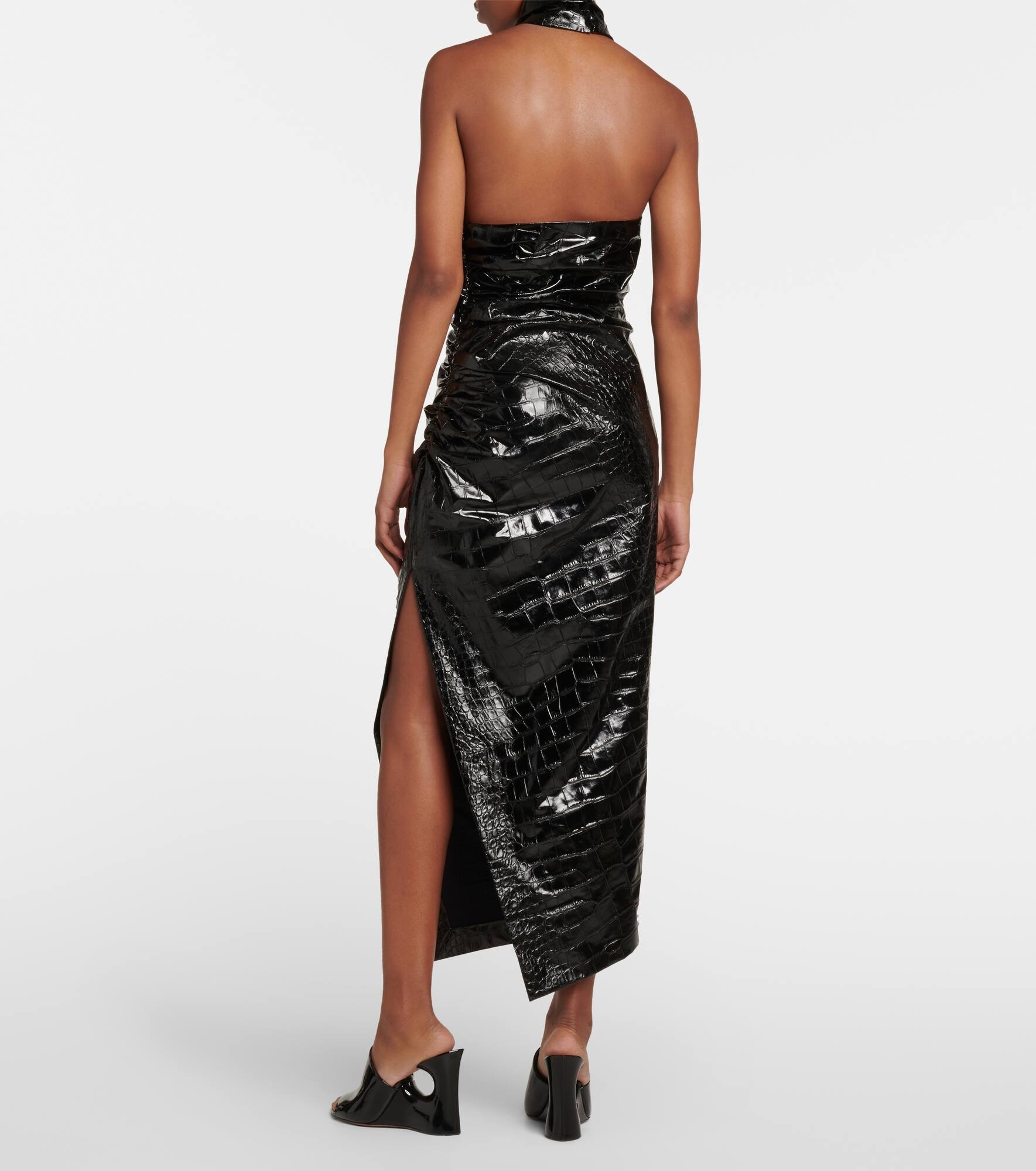 Asymmetric croc-effect midi dress - 3