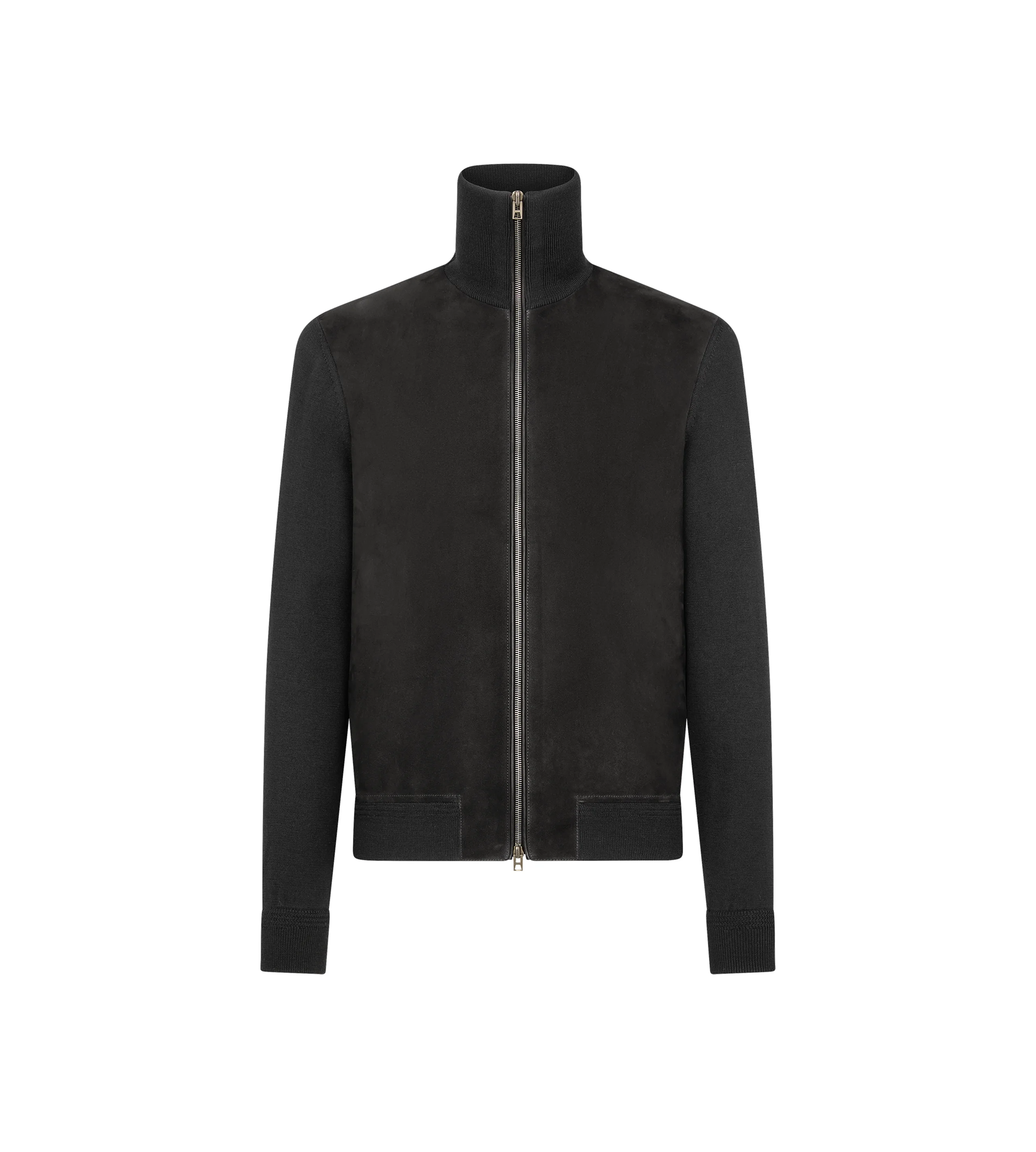 SUEDE FRONT MERINO FULL ZIP - 1