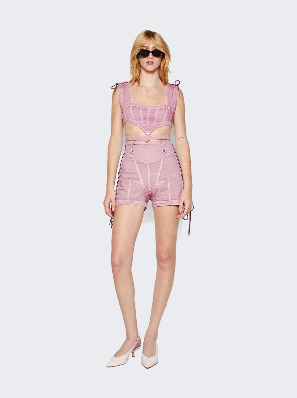 X KNWLS Washed Laced Crop Top Lilac - 2