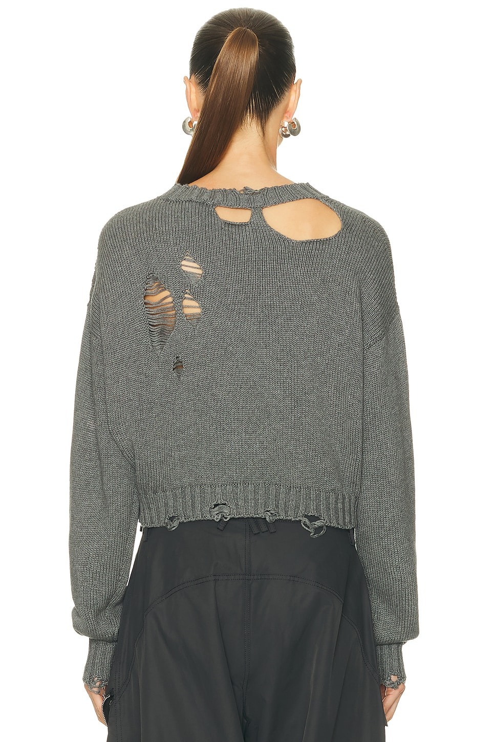 Distressed Crystal Crewneck Sweater - 4