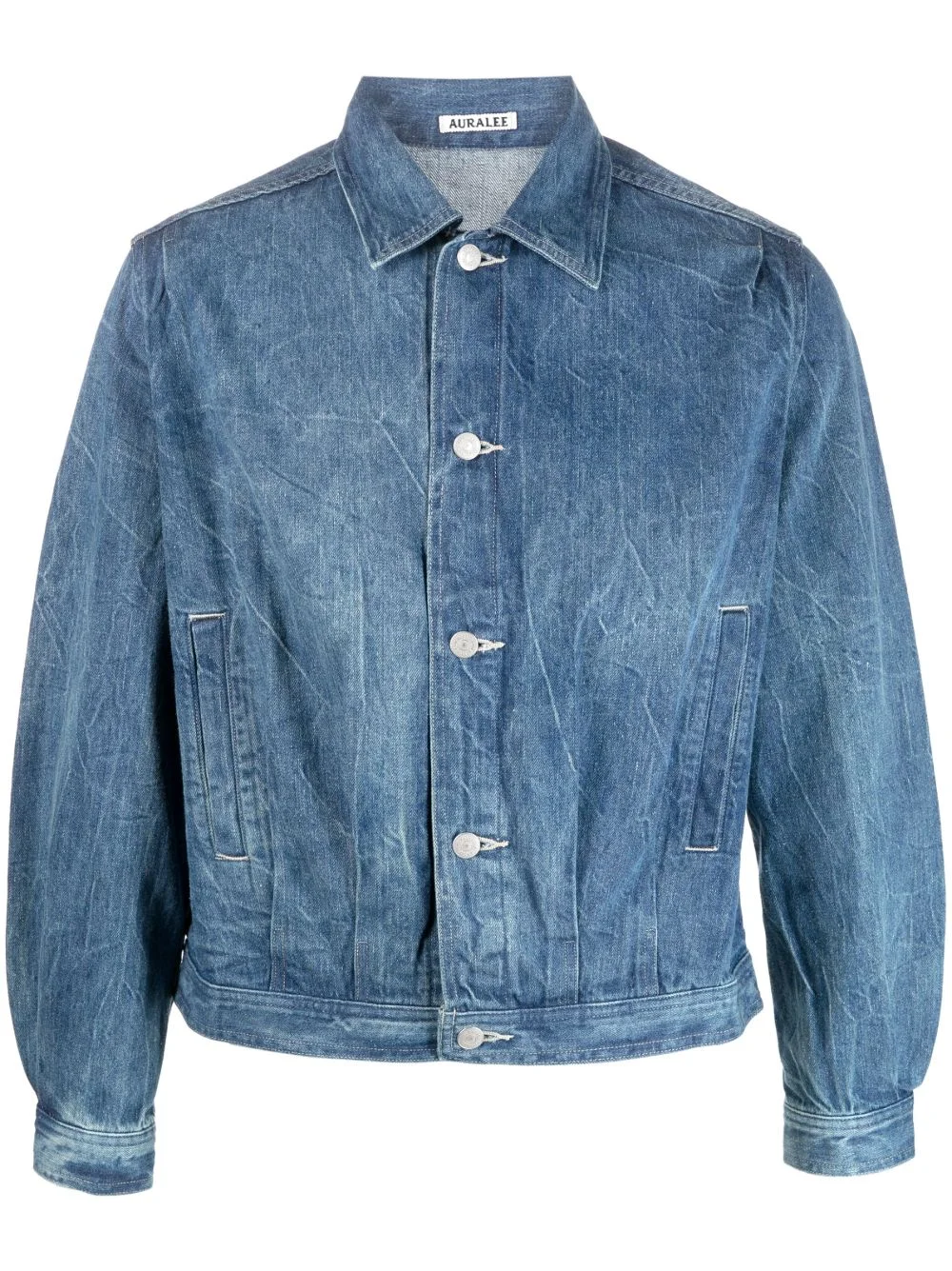 crinkled-effect denim jacket - 1