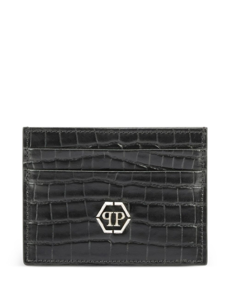 logo-plaque leather card holder 1