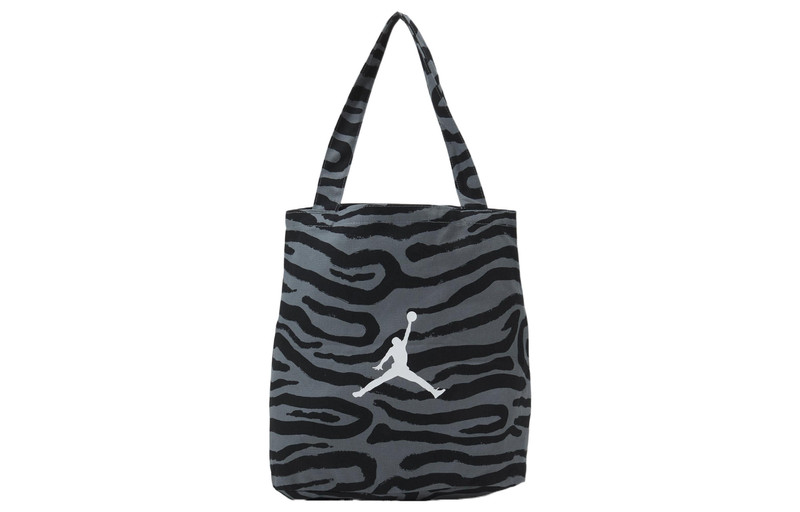 Jordan Air Jordan JORDAN BREAKFAST Series Large Capacity logo Version Printing Cotton handbag Unisex Black  outlook