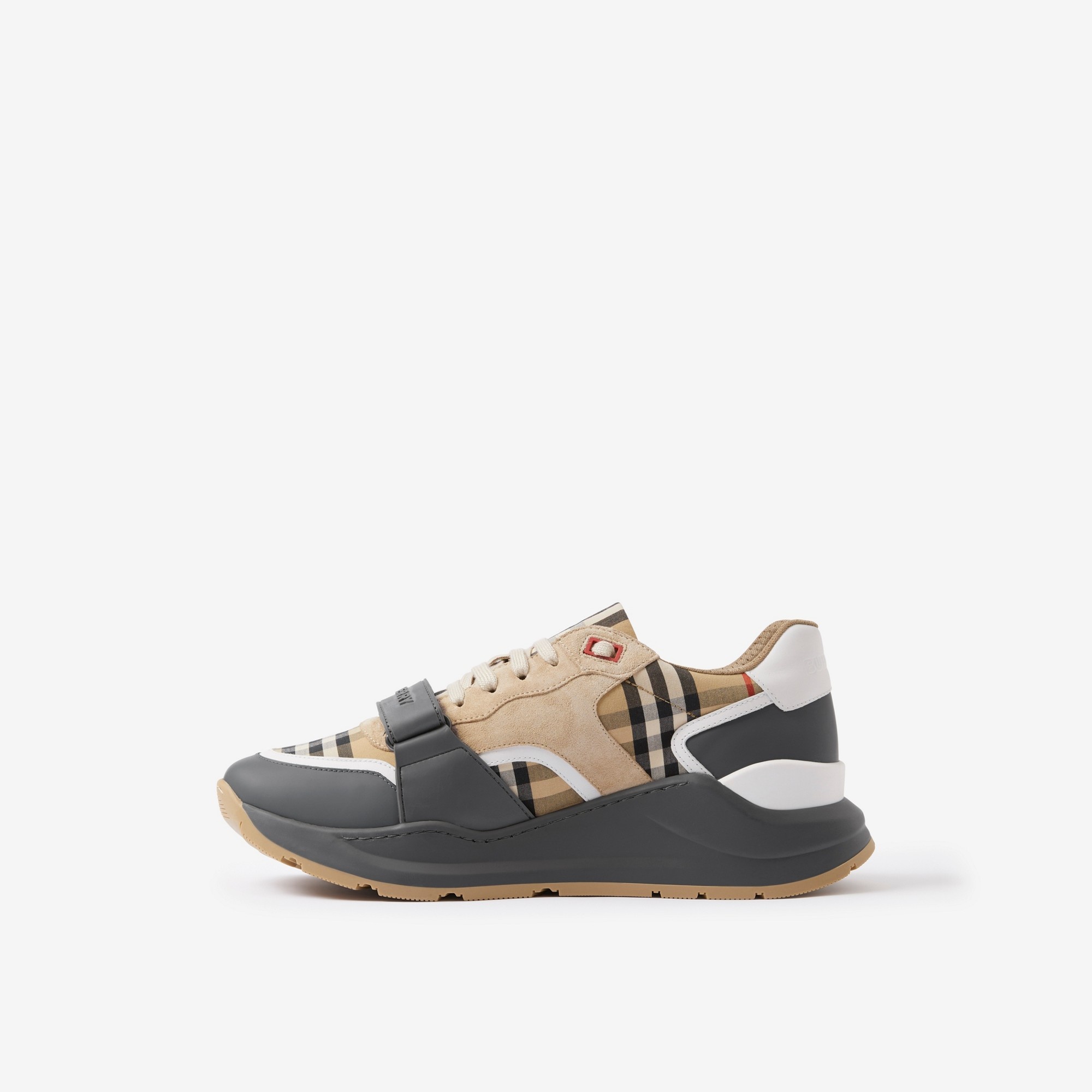 Vintage Check, Suede and Leather Sneakers - 5