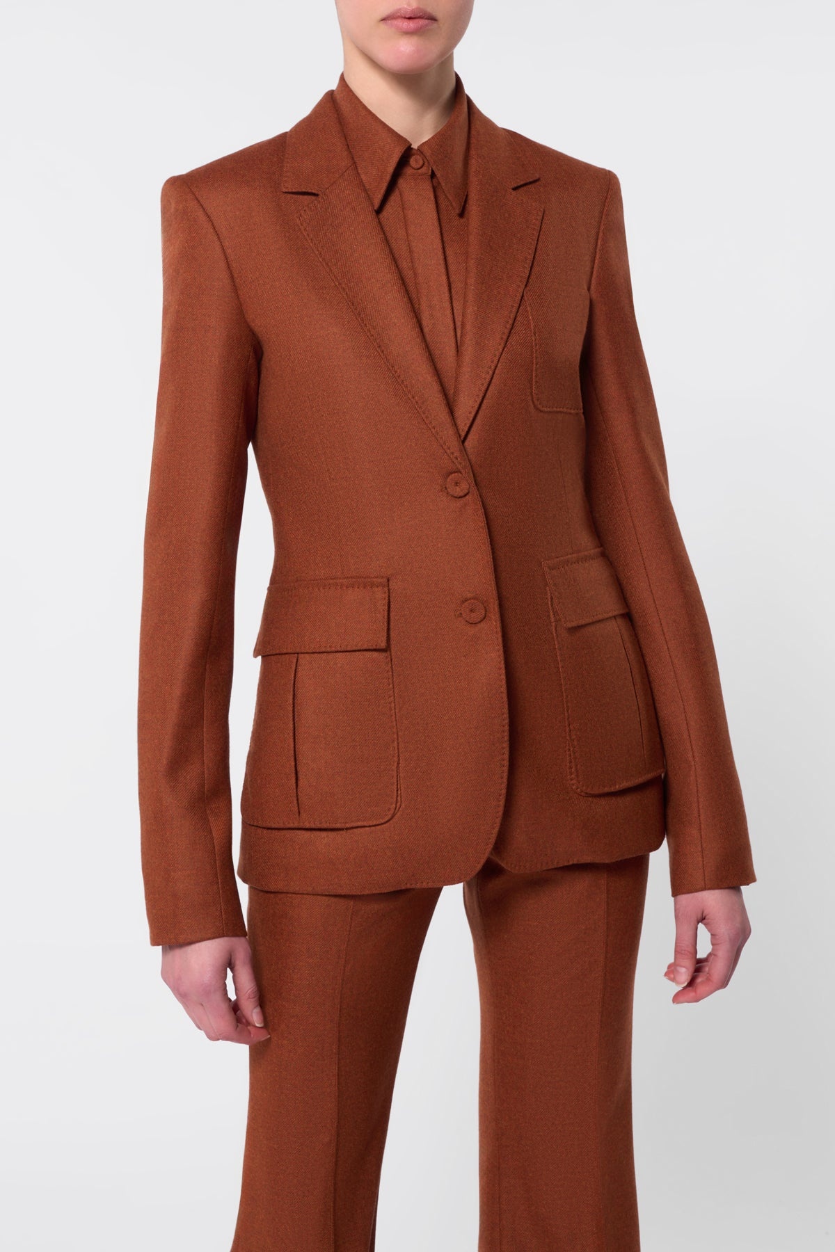 Louisa Blazer in Rust Melange Virgin Wool Cashmere Flannel - 5