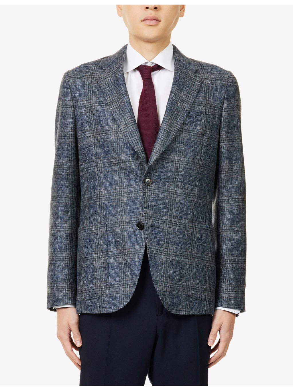Prince Of Wales Check Long-Sleeve Wool Jacket - 3
