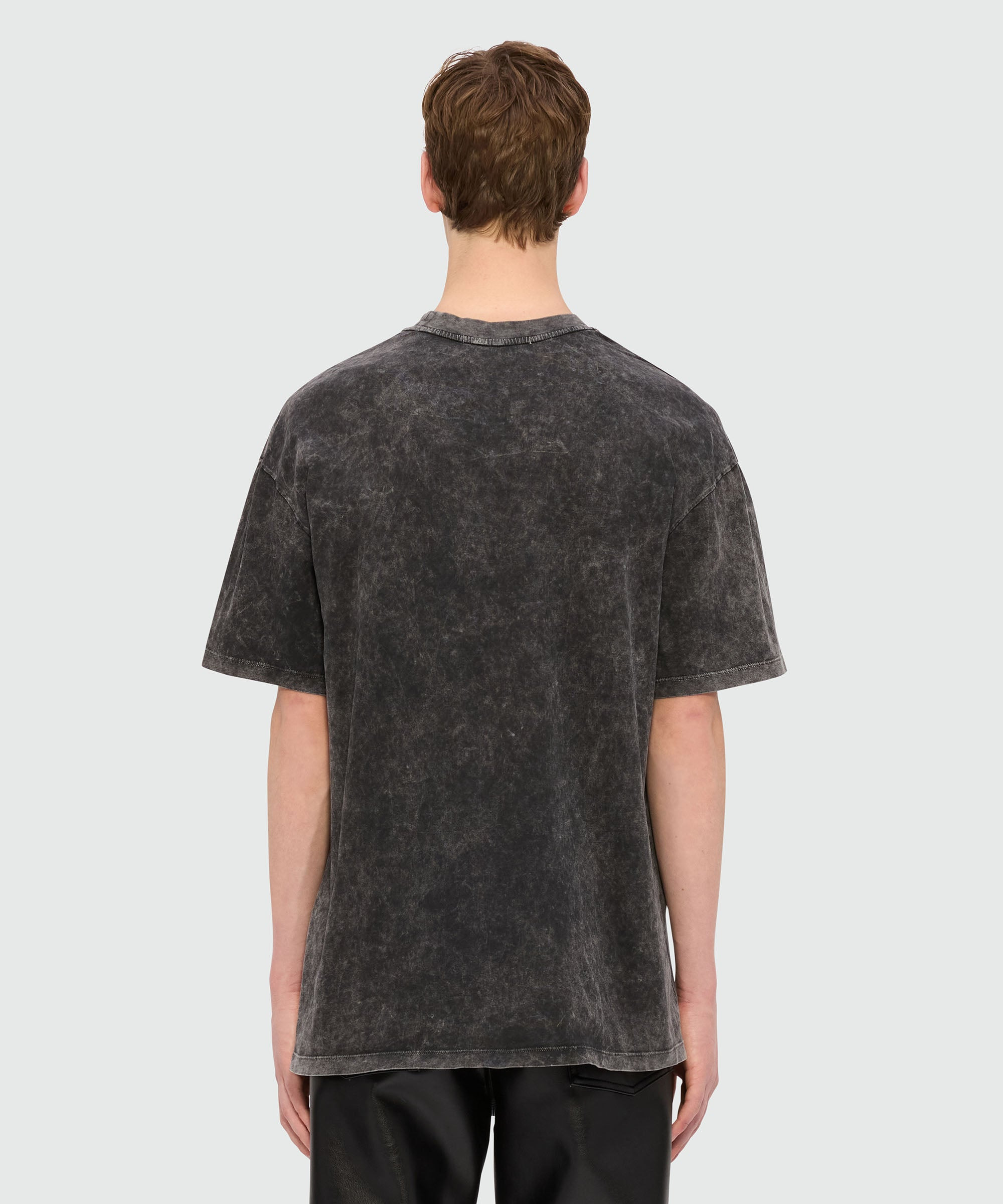 Black T-shirt in marbled jersey with "Family Business" print - 3