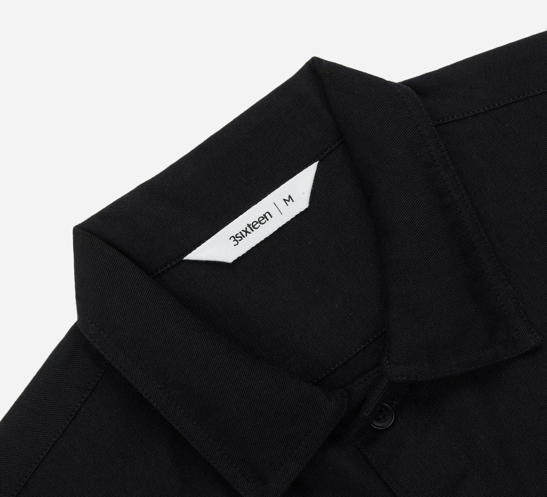 Short Sleeve Workshirt - Black Cotton Twill - 3
