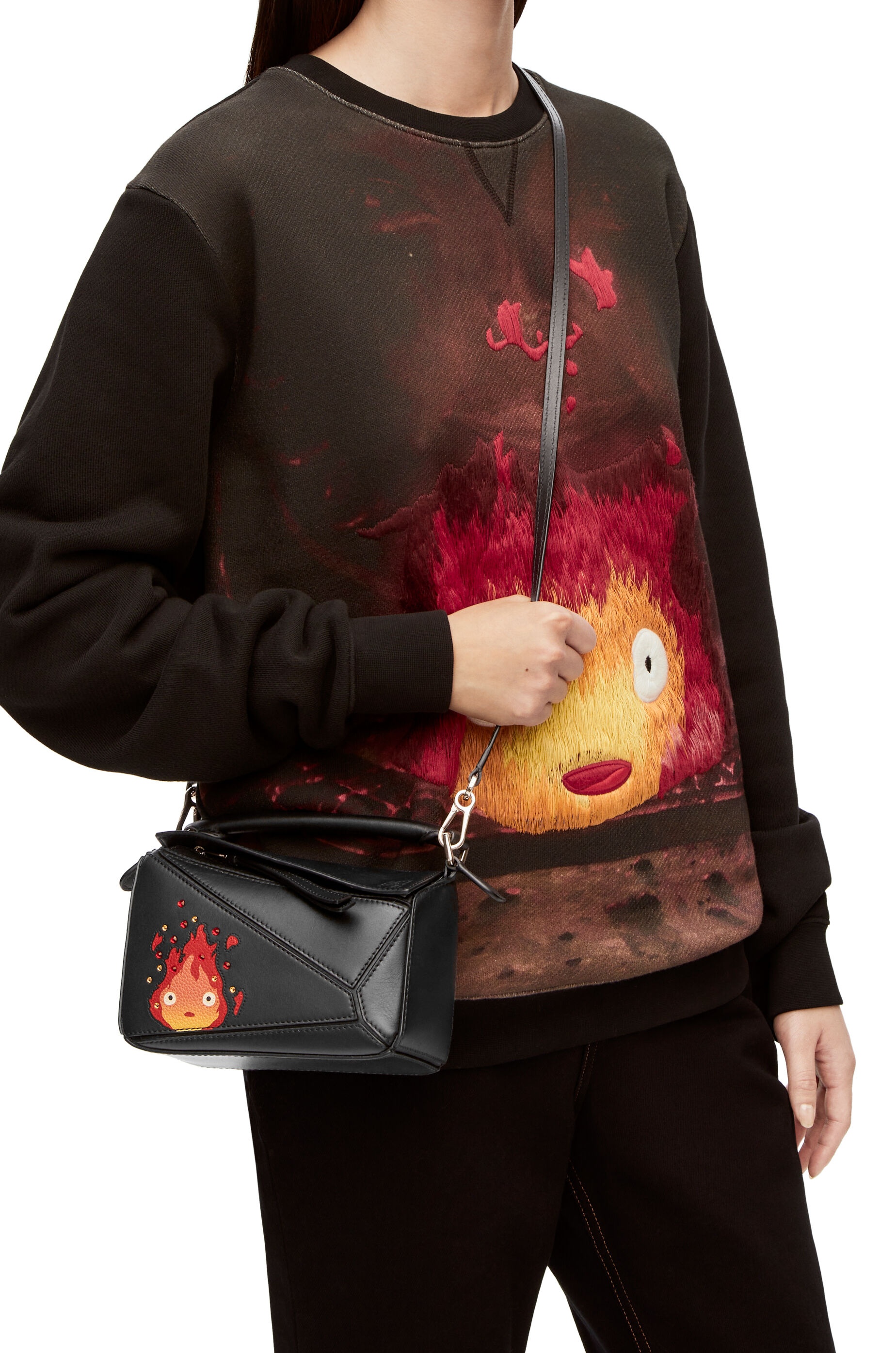 Calcifer mini Puzzle bag in satin calfskin and crystal - 2