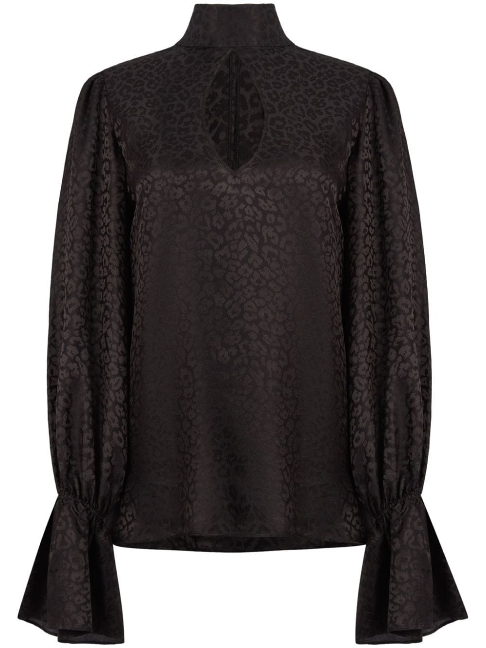 leopard-print satin blouse - 1
