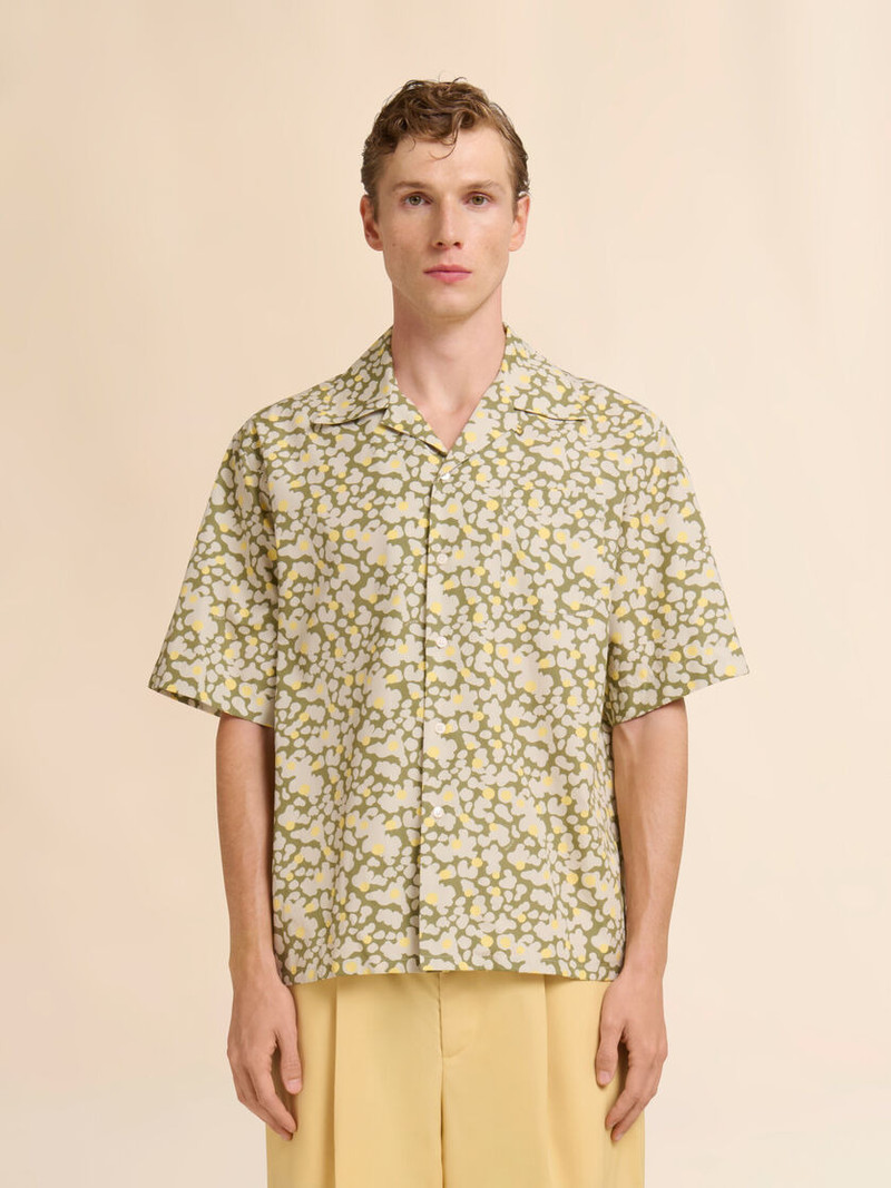 Marni GREEN POPLIN BOWLING SHIRT WITH VIBRATIONS PRINT outlook