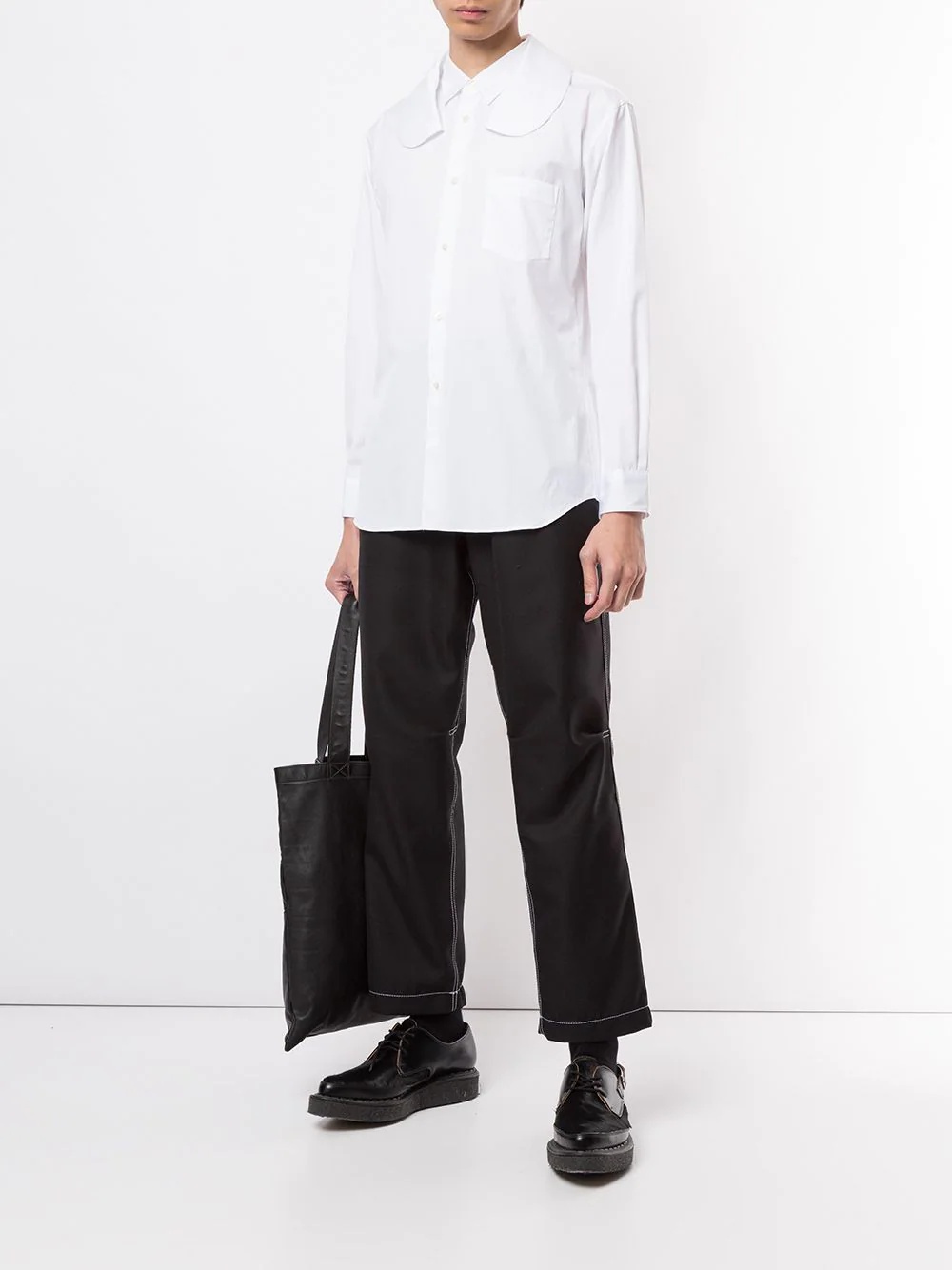 contrast-stitching straight-leg trousers - 2