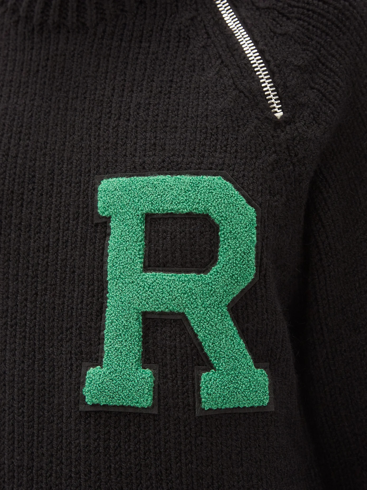 Logo-appliqué zipped ribbed sweater - 4