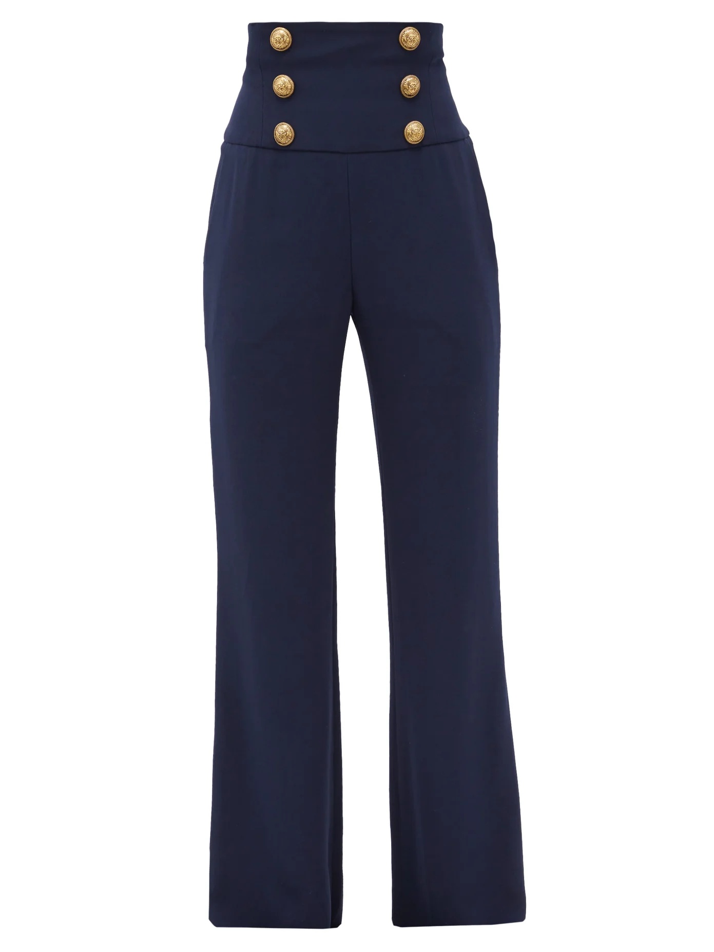 Buttoned crepe wide-leg trousers - 1