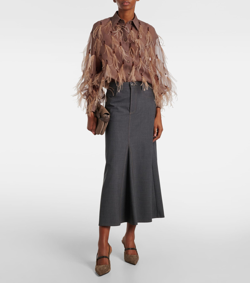 Brunello Cucinelli Wool-blend midi skirt outlook
