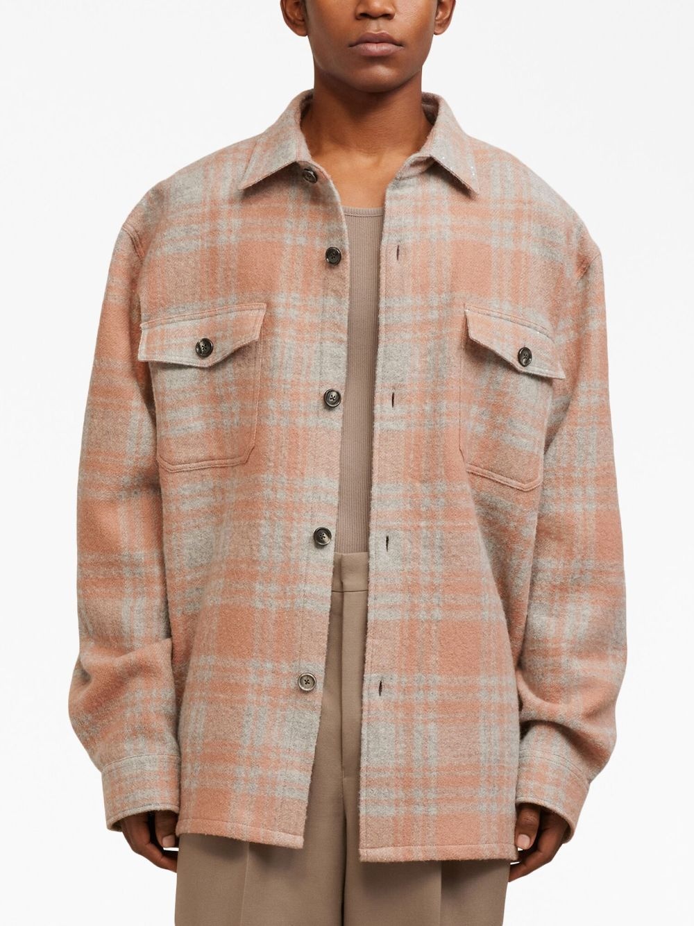 plaid wool shirt jacket - 4