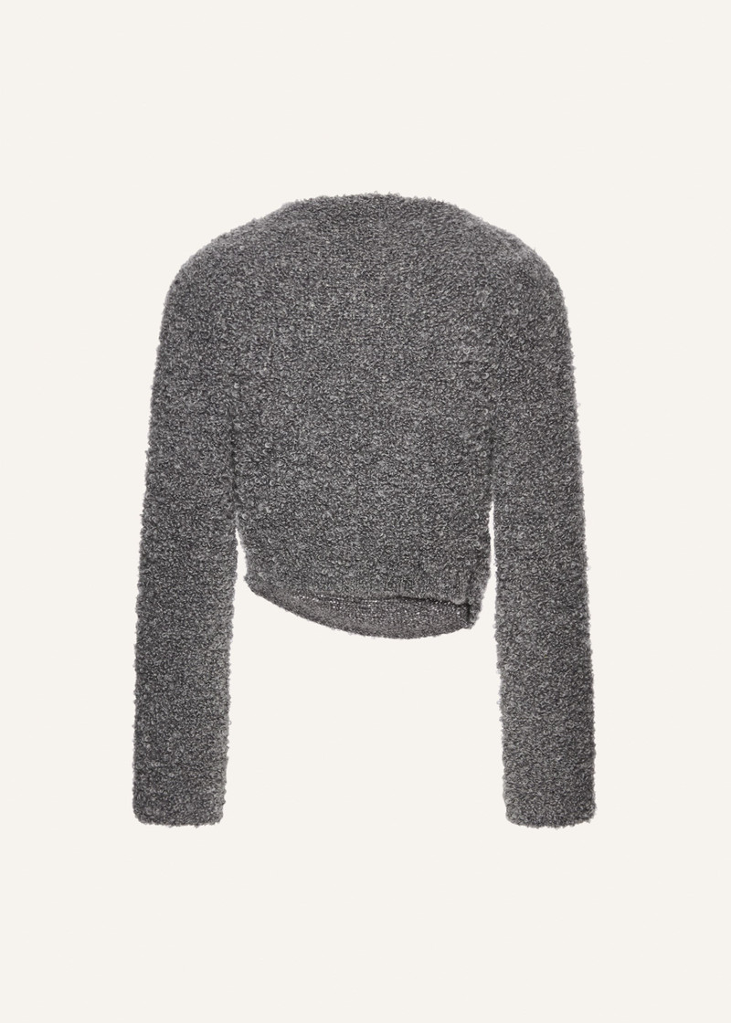 MAGDA BUTRYM Bouclé draped knit top in grey outlook