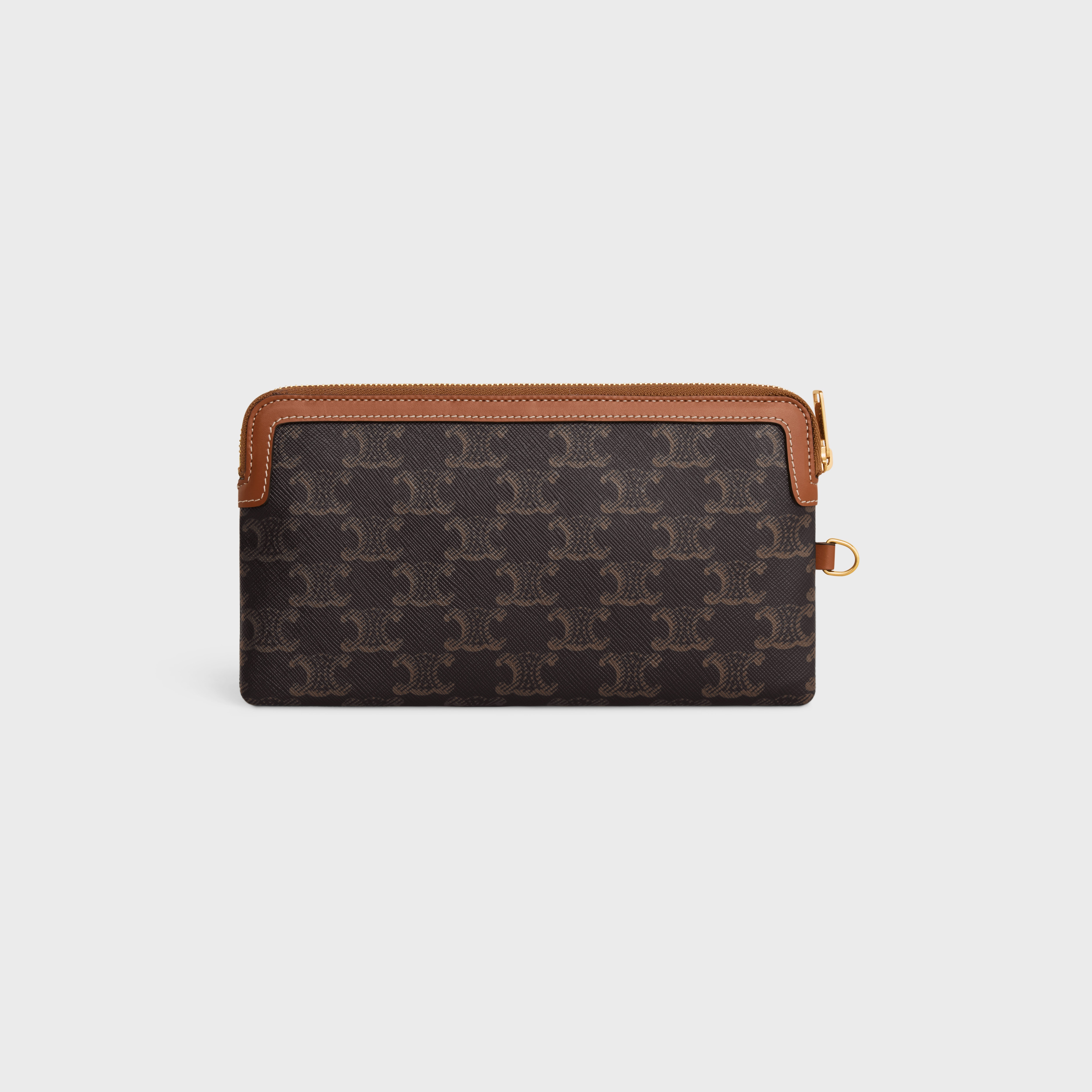 ★送料・関税込★CELINE★TRIOMPHE CANVAS フォンポーチ★ 関税込☆CELINE☆Phone Pouch Flap Triomphe Canvas Lambskin