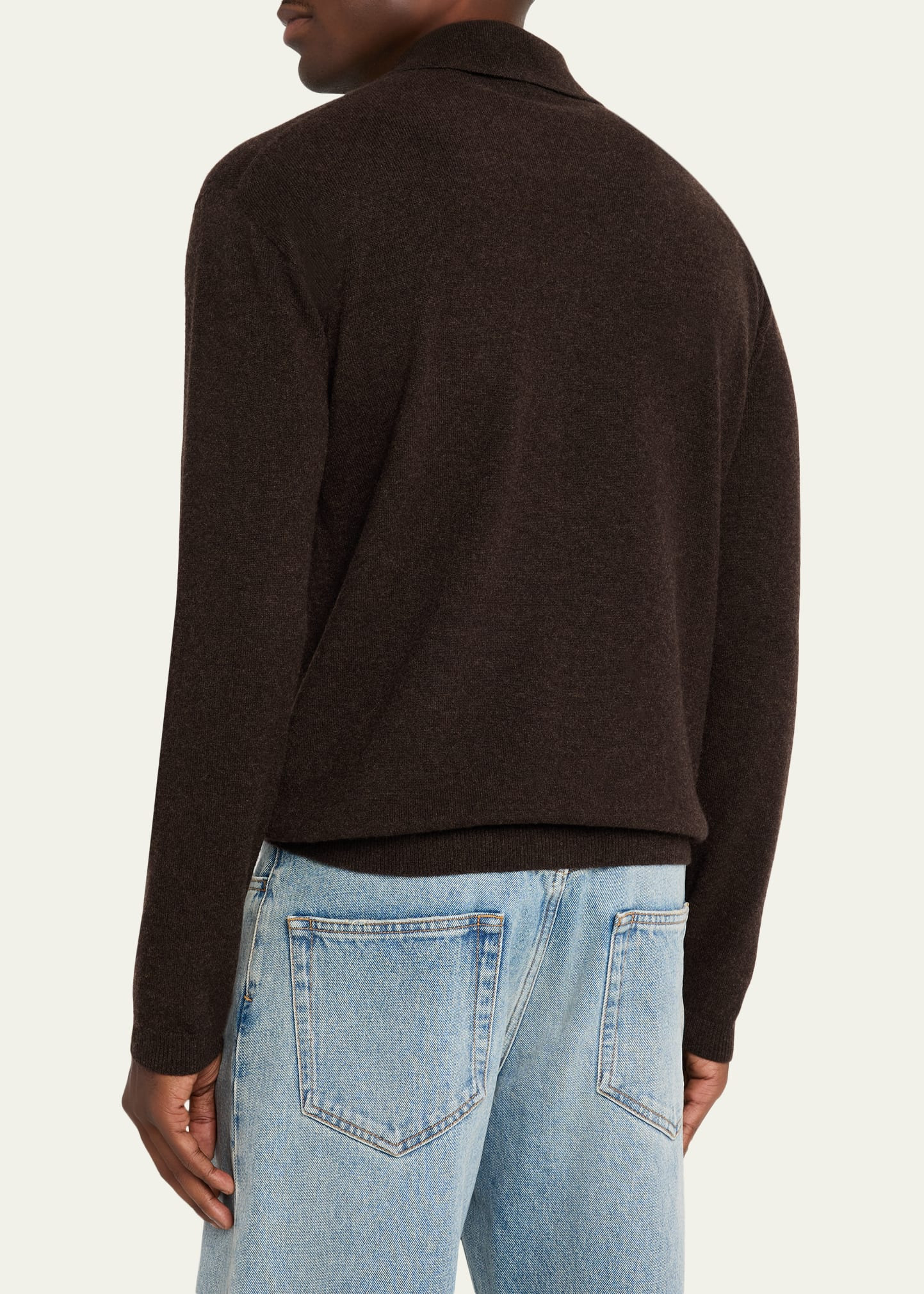 Men's Franz Cashmere Knit Johnny Collar Polo Sweater - 3