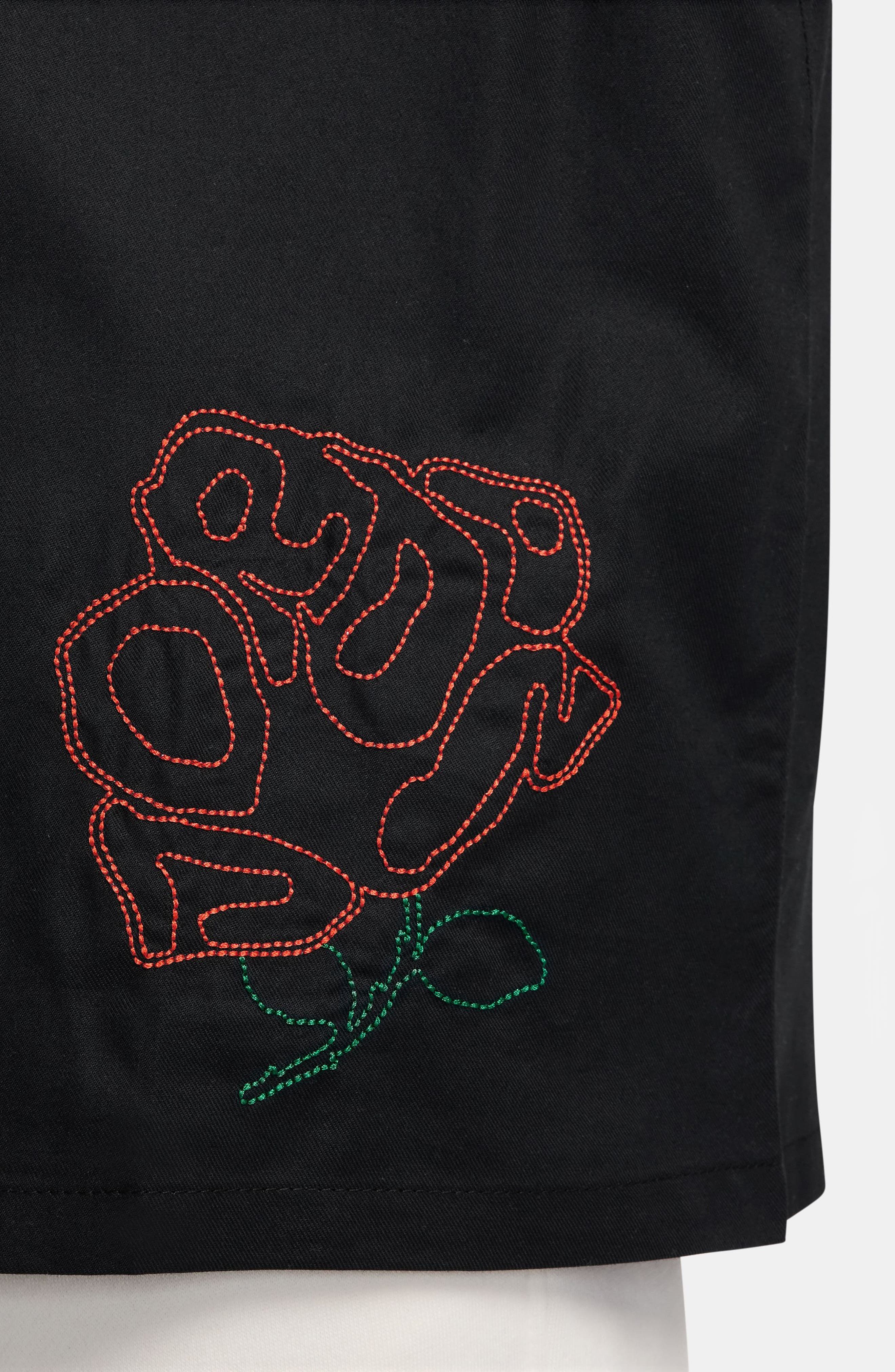 Jordan Rose Embroidered Cotton Camp Shirt in Black at Nordstrom - 3