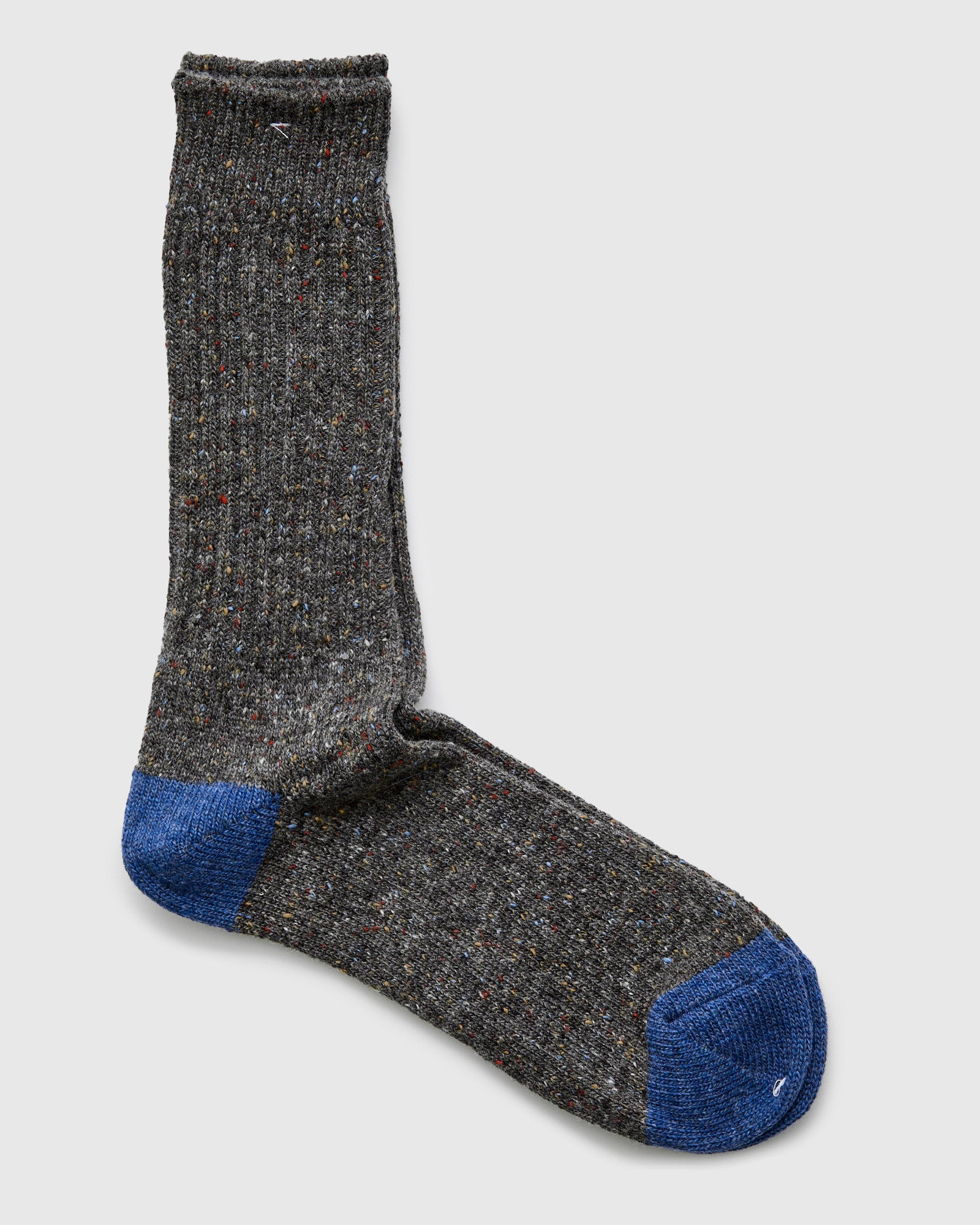 Tweed Nep Crew Sock in Charcoal - 2