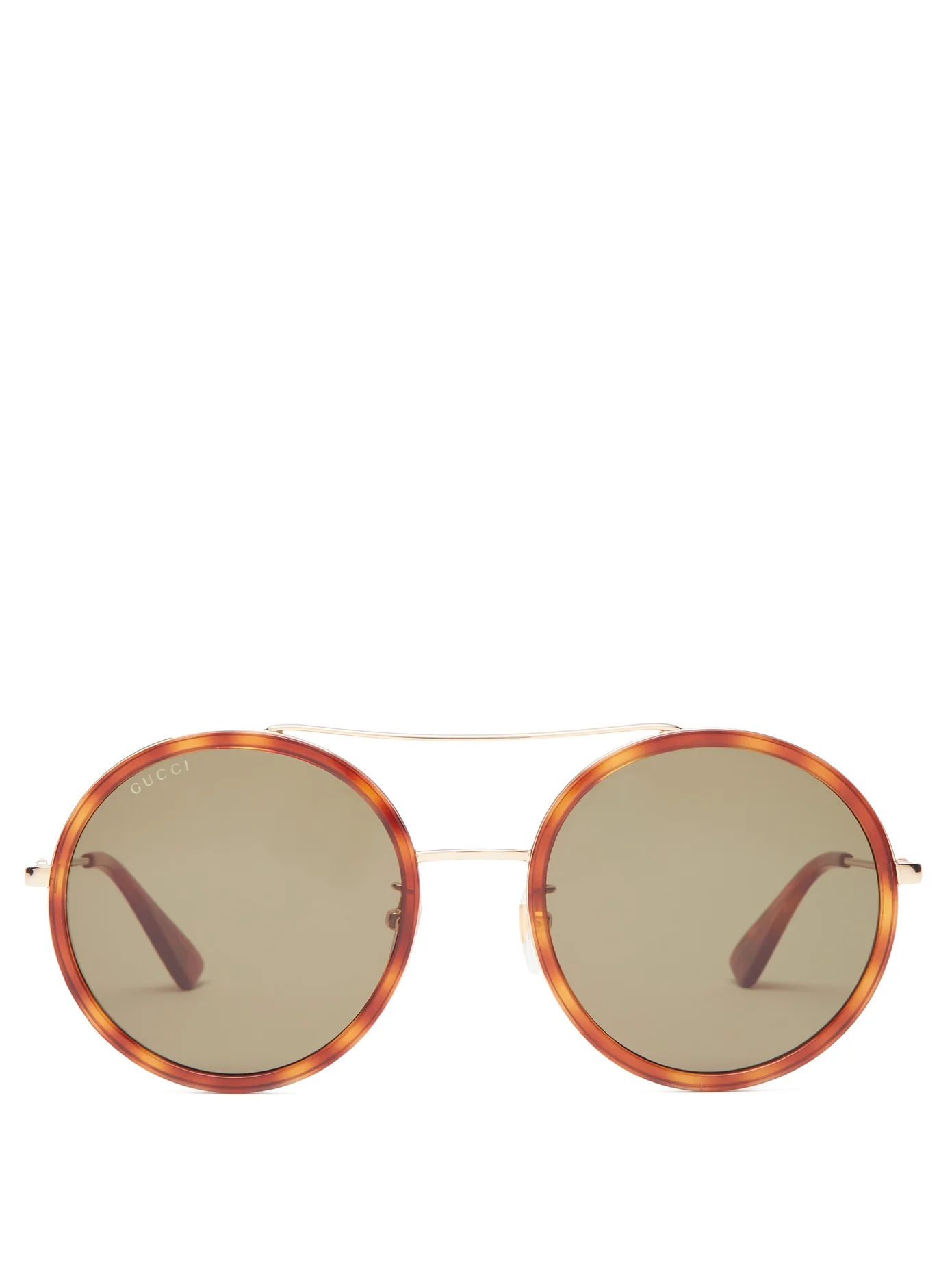 Round tortoiseshell-acetate and metal sunglasses - 1